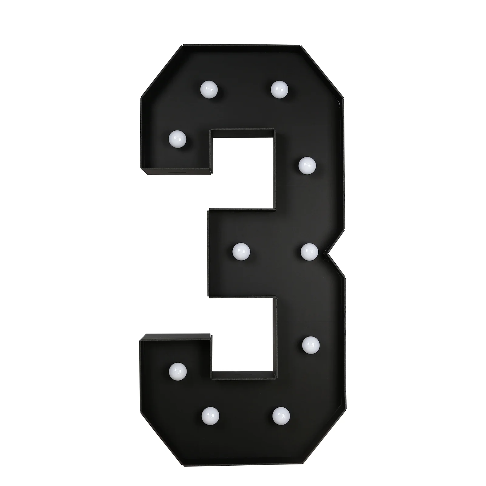 Giant LED Marquee Light Up Number "3", Black 4ft Pre-Cut Foam Board with 10 Warm White Battery Operated LEDs, Glue Gun and Sticks - Image 6