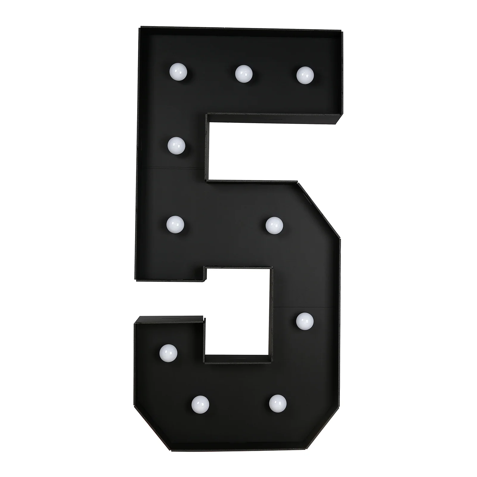 Giant LED Marquee Light Up Number "5", Black 4ft Pre-Cut Foam Board with 10 Warm White Battery Operated LEDs, Glue Gun and Sticks - Image 6