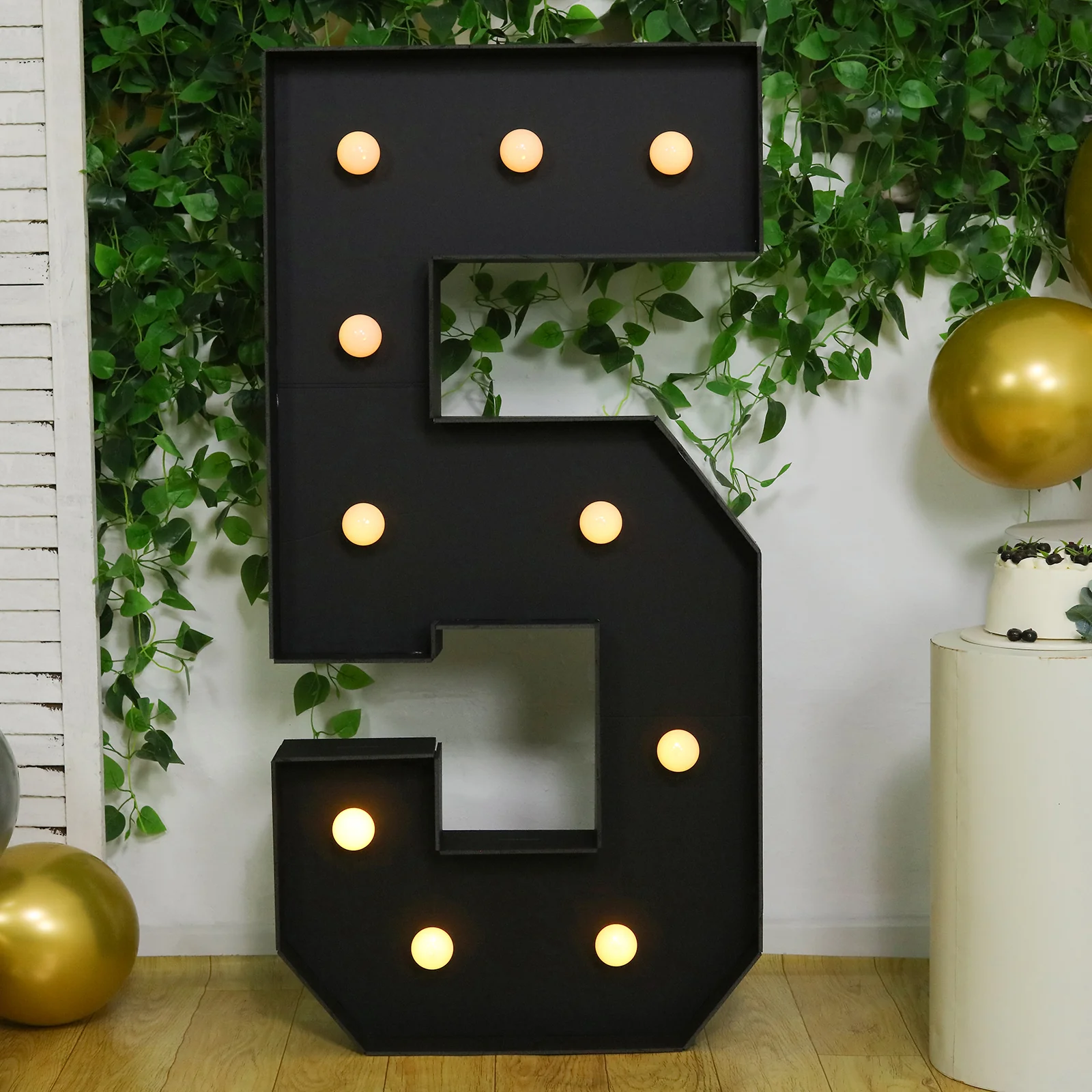 Giant LED Marquee Light Up Number "5", Black 4ft Pre-Cut Foam Board with 10 Warm White Battery Operated LEDs, Glue Gun and Sticks - Image 7