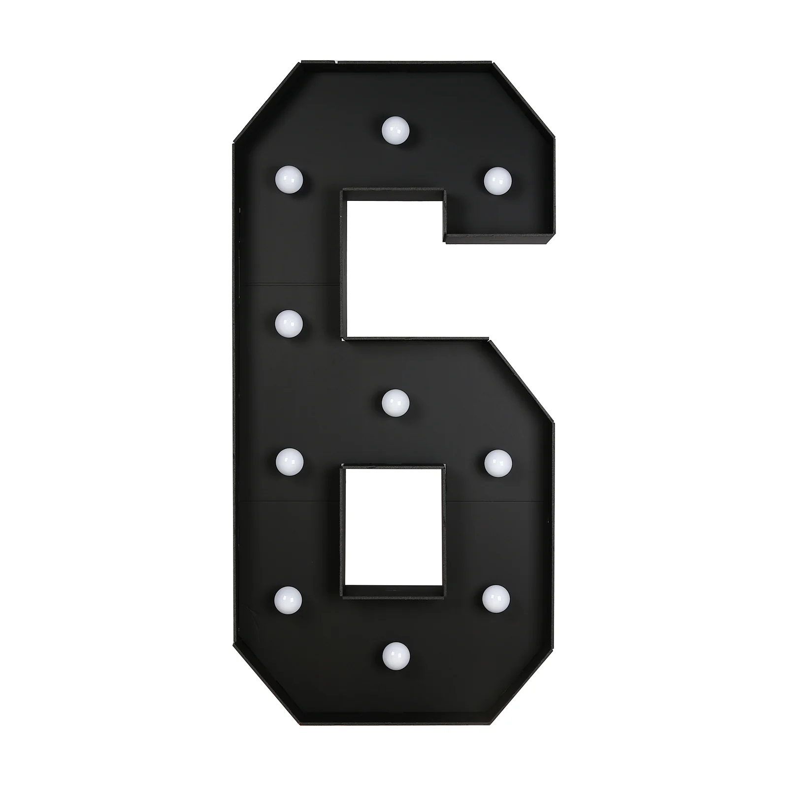 Giant LED Marquee Light Up Number "6", Black 4ft Pre-Cut Foam Board with 10 Warm White Battery Operated LEDs, Glue Gun and Sticks - Image 5