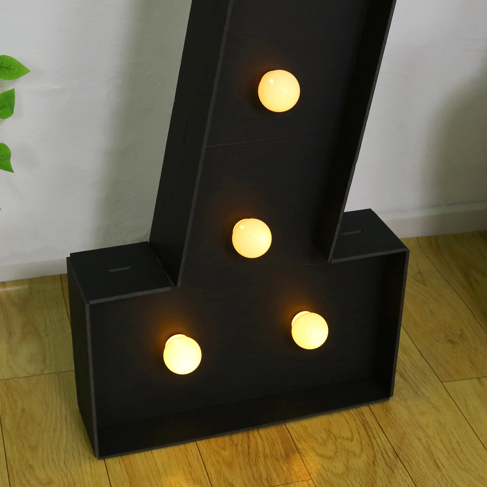 Giant LED Marquee Light Up Number "7", Black 4ft Pre-Cut Foam Board with 10 Warm White Battery Operated LEDs, Glue Gun and Sticks - Image 2