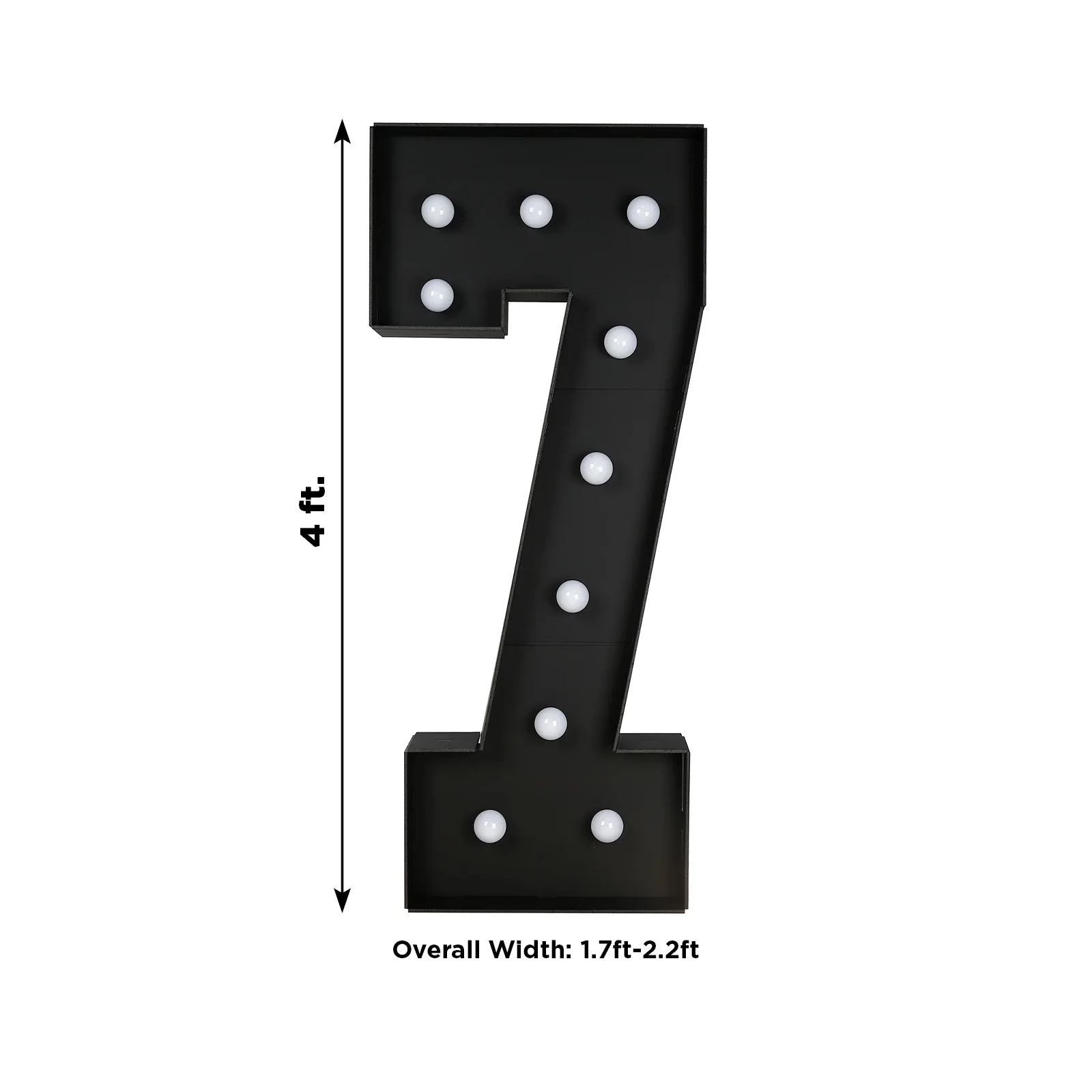 Giant LED Marquee Light Up Number "7", Black 4ft Pre-Cut Foam Board with 10 Warm White Battery Operated LEDs, Glue Gun and Sticks - Image 3