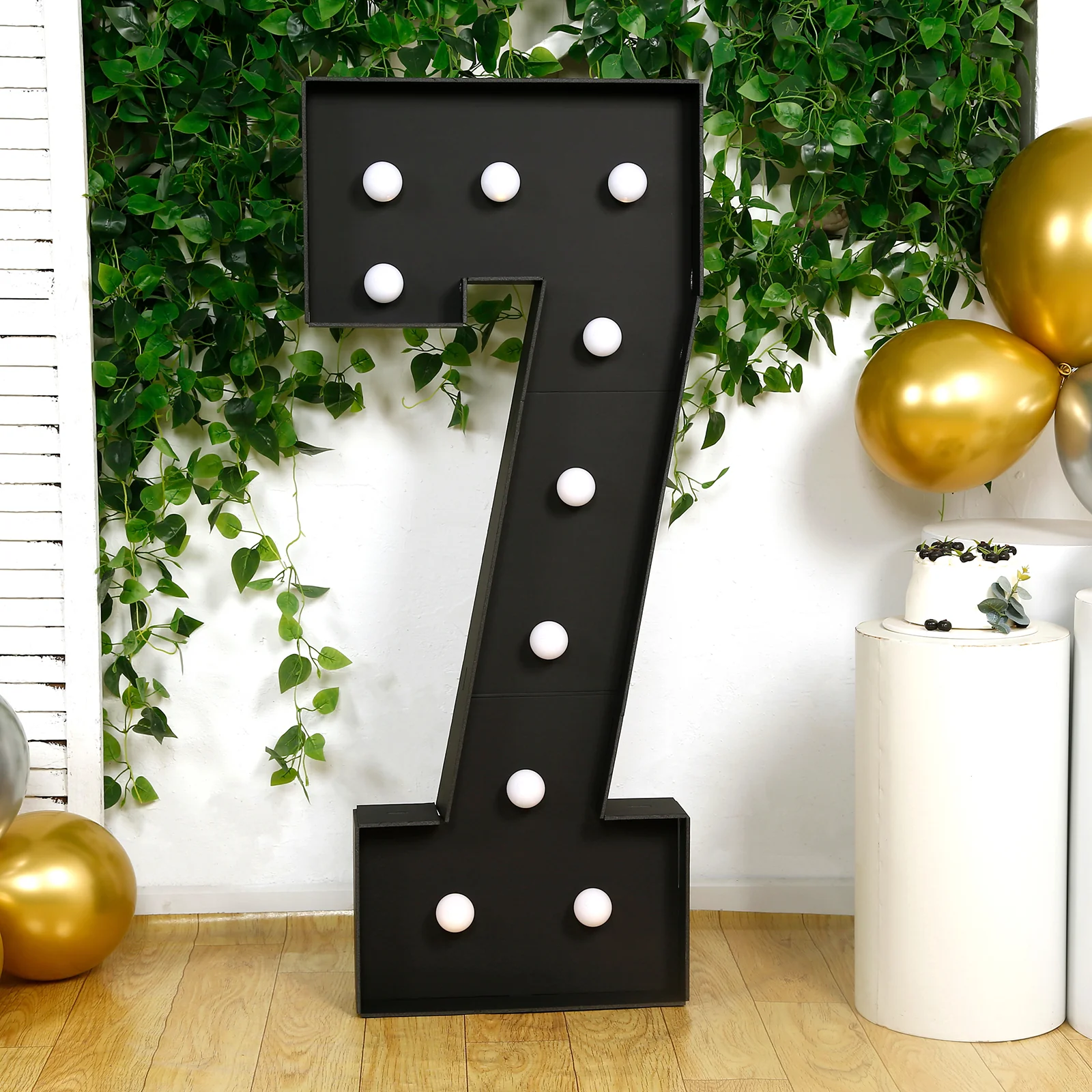 Giant LED Marquee Light Up Number "7", Black 4ft Pre-Cut Foam Board with 10 Warm White Battery Operated LEDs, Glue Gun and Sticks - Image 7