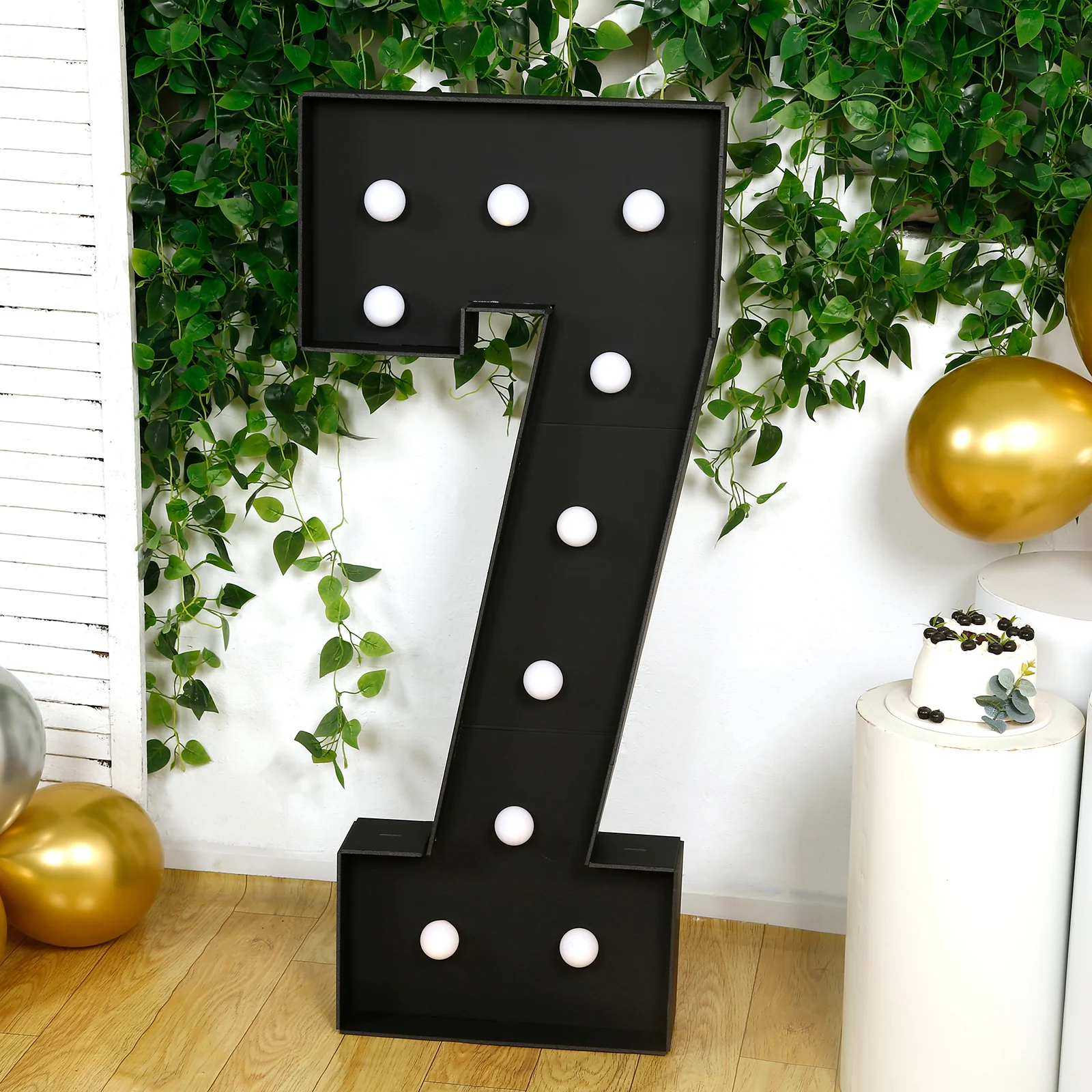 Giant LED Marquee Light Up Number "7", Black 4ft Pre-Cut Foam Board with 10 Warm White Battery Operated LEDs, Glue Gun and Sticks - Image 8
