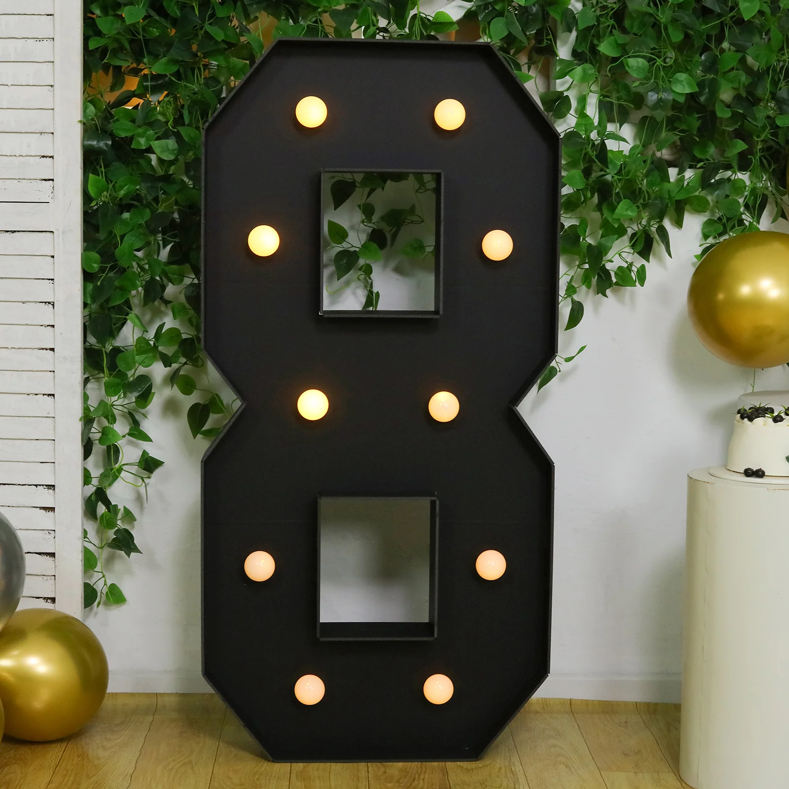 Giant LED Marquee Light Up Number "8", Black 4ft Pre-Cut Foam Board with 10 Warm White Battery Operated LEDs, Glue Gun and Sticks - Image 6
