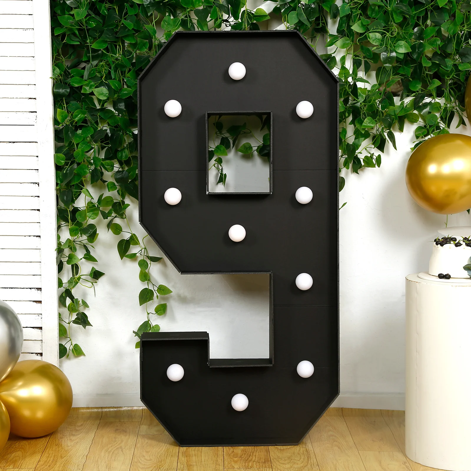 Giant LED Marquee Light Up Number "9", Black 4ft Pre-Cut Foam Board with 10 Warm White Battery Operated LEDs, Glue Gun and Sticks - Image 4