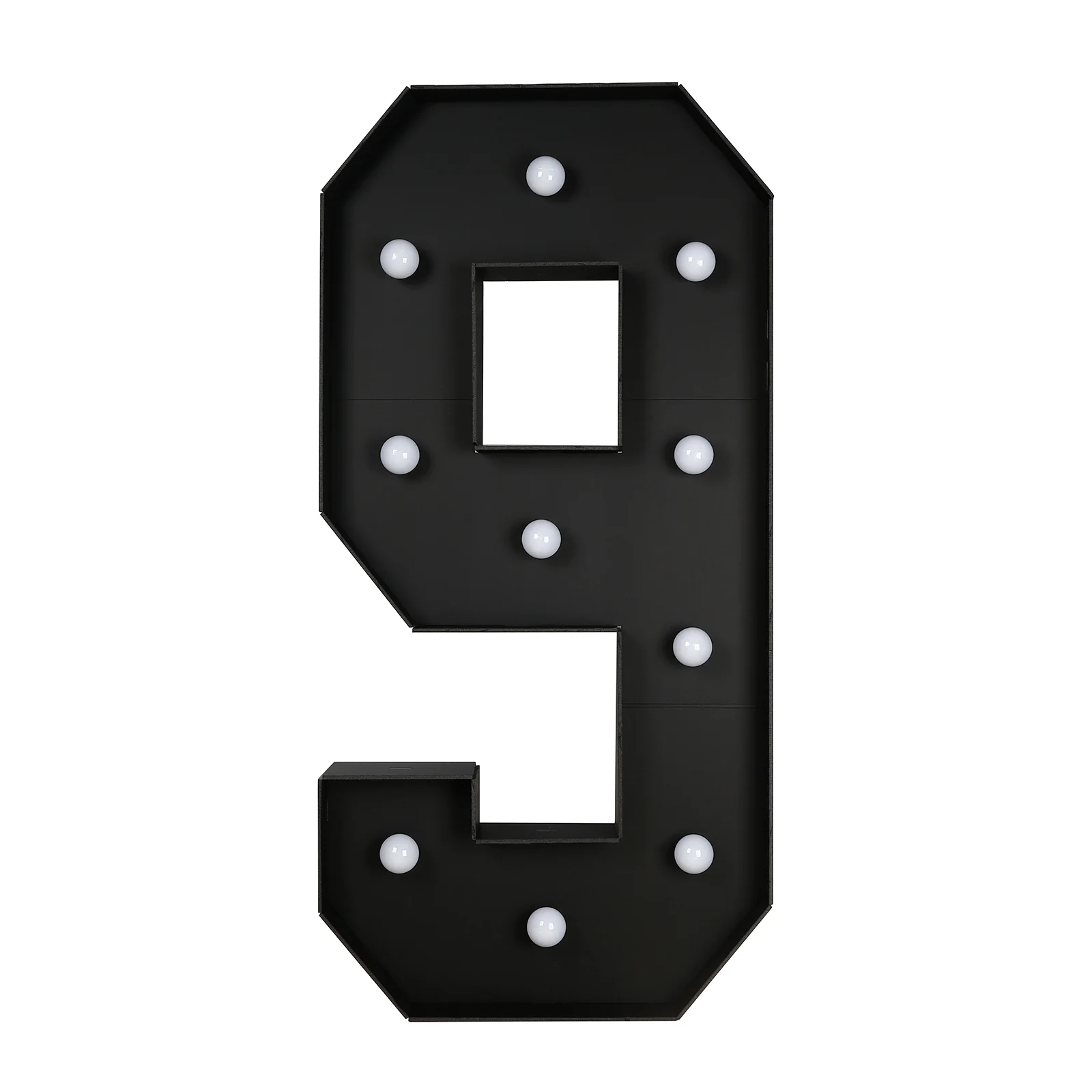 Giant LED Marquee Light Up Number "9", Black 4ft Pre-Cut Foam Board with 10 Warm White Battery Operated LEDs, Glue Gun and Sticks - Image 5