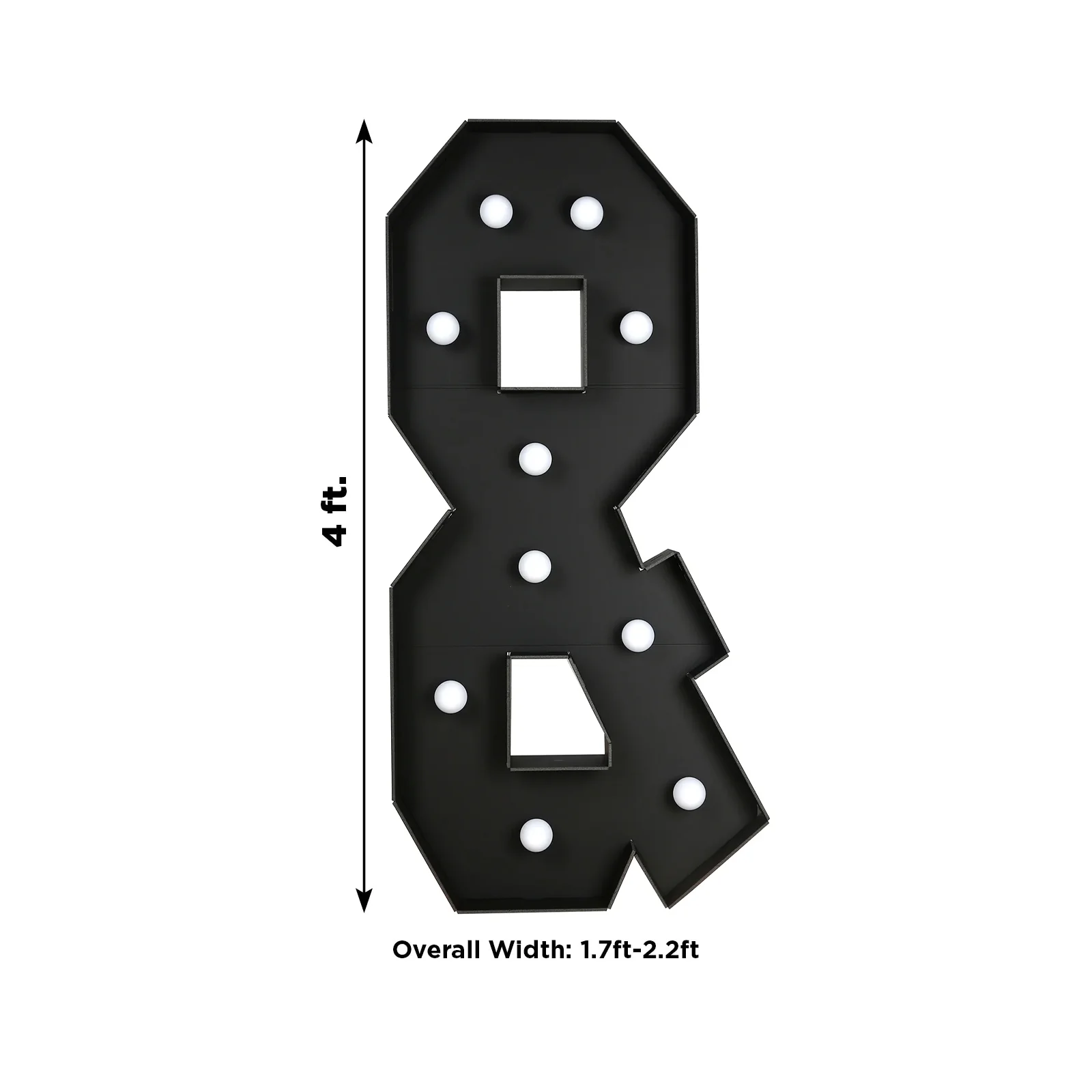 Giant LED Marquee Light Up Symbol "&", Black 4ft Pre-Cut Foam Board with 10 Warm White Battery Operated LEDs, Glue Gun and Sticks - Image 3
