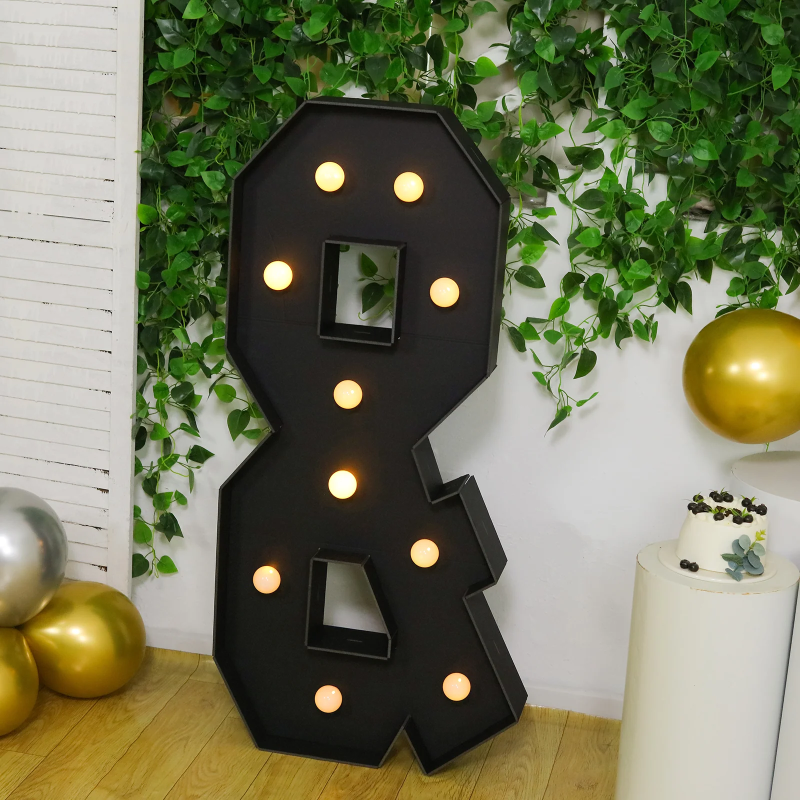 Giant LED Marquee Light Up Symbol "&", Black 4ft Pre-Cut Foam Board with 10 Warm White Battery Operated LEDs, Glue Gun and Sticks - Image 4