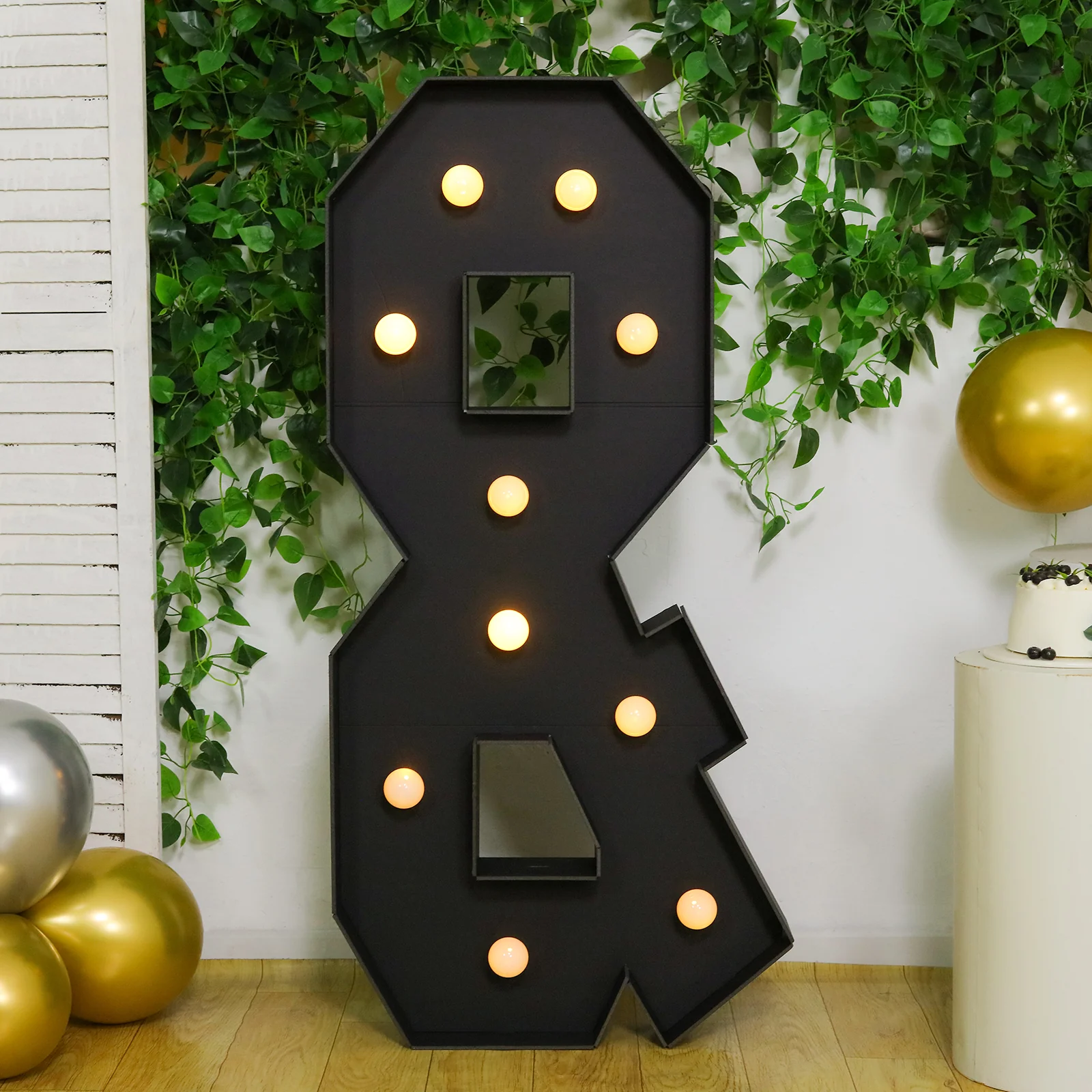 Giant LED Marquee Light Up Symbol "&", Black 4ft Pre-Cut Foam Board with 10 Warm White Battery Operated LEDs, Glue Gun and Sticks - Image 6