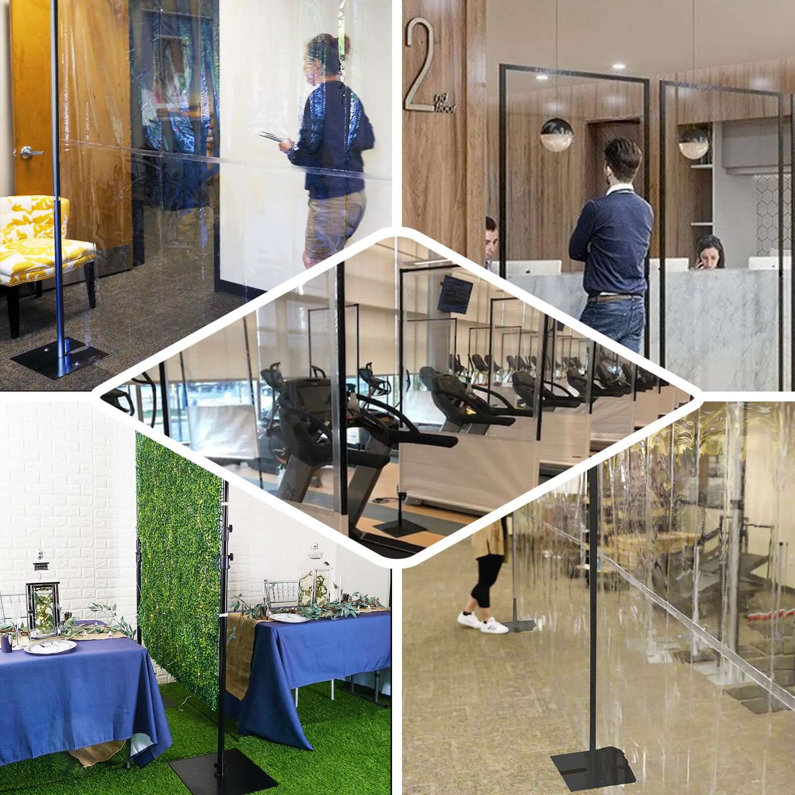 4ft x 9ft Portable Isolation Wall with Artificial Grass Wall Panels, Floor Standing Sneeze Guard - Image 5