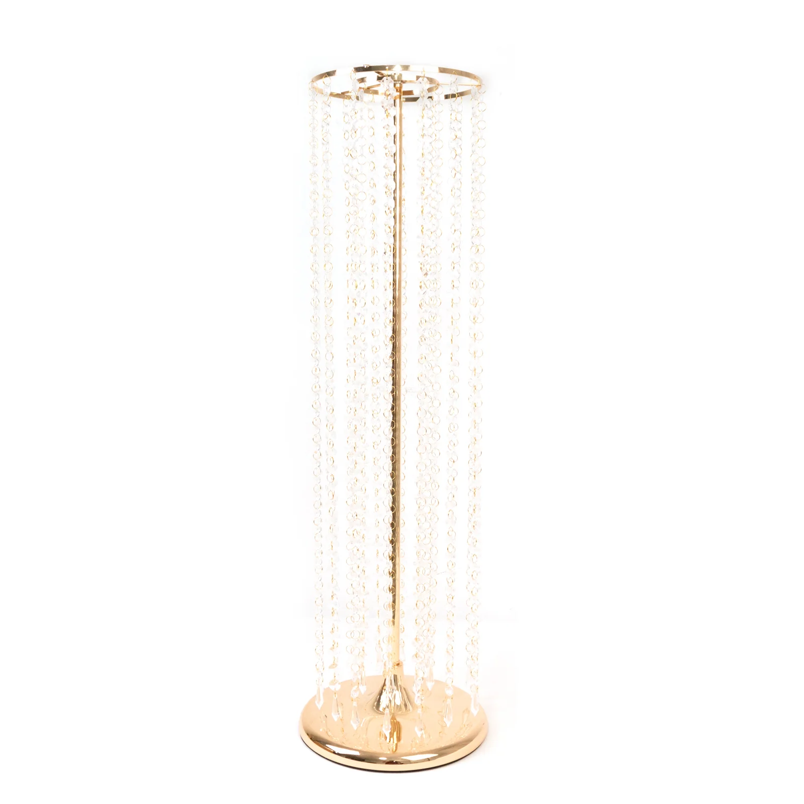 4-Pack Gold Metal Flower Stand Vases with Hanging Crystal Beads – 32" Tall Decorative Column Centerpieces for Events and Table Décor - Image 2