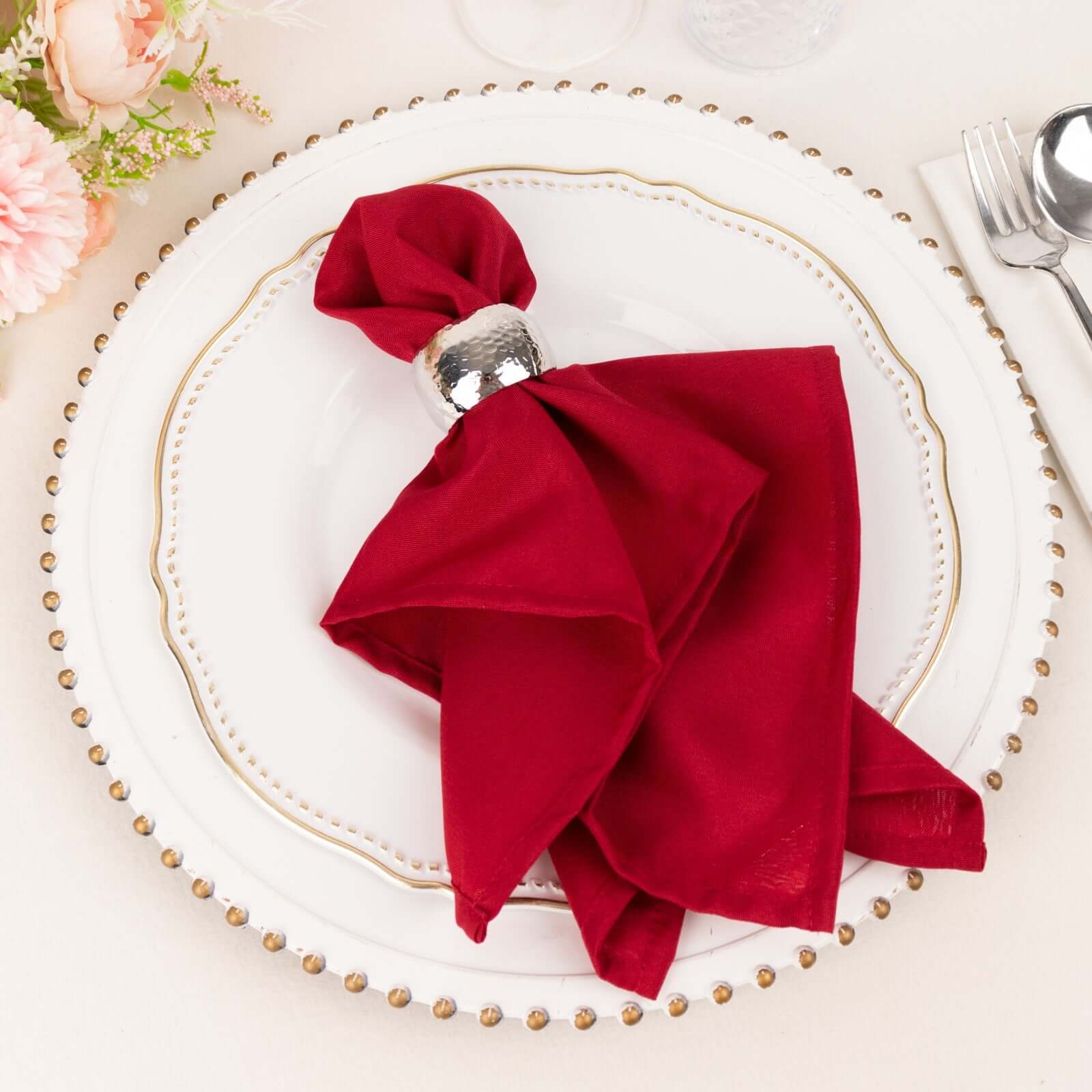 5 Pack Premium Polyester 17"x17" Napkins Wine - Durable & Wrinkle Resistant Dinner Napkins