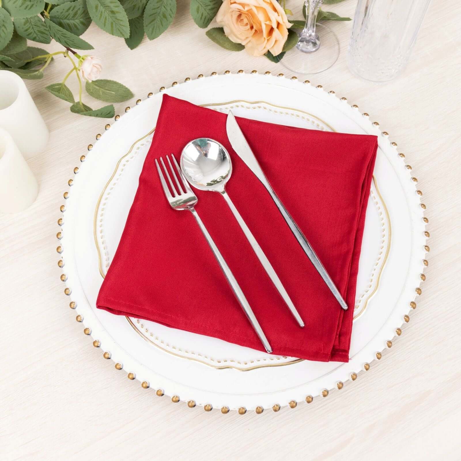 5 Pack Premium Polyester 17"x17" Napkins Wine - Durable & Wrinkle Resistant Dinner Napkins - Image 2