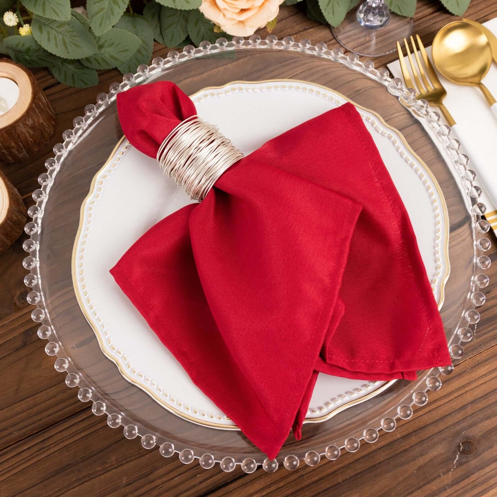 5 Pack Premium Polyester 17"x17" Napkins Wine - Durable & Wrinkle Resistant Dinner Napkins - Image 6