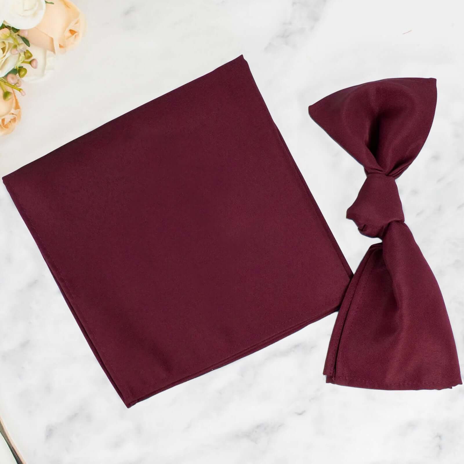 5 Pack Commercial Grade Polyester 20"x20" Napkins Burgundy - Wrinkle-Resistant & Durable Dinner Napkins