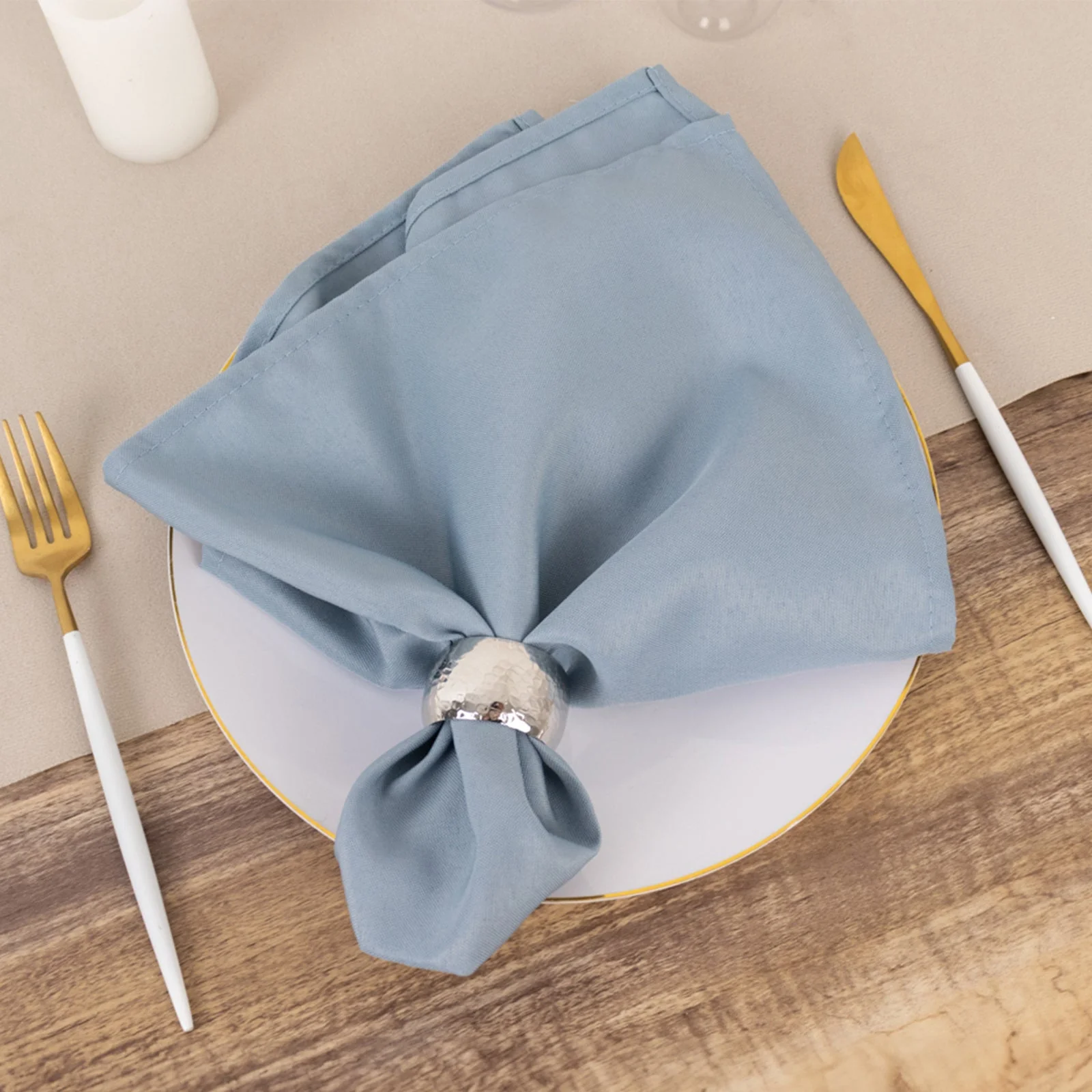5 Pack Commercial Grade Polyester 20"x20" Napkins Dusty Blue - Wrinkle-Resistant & Durable Dinner Napkins