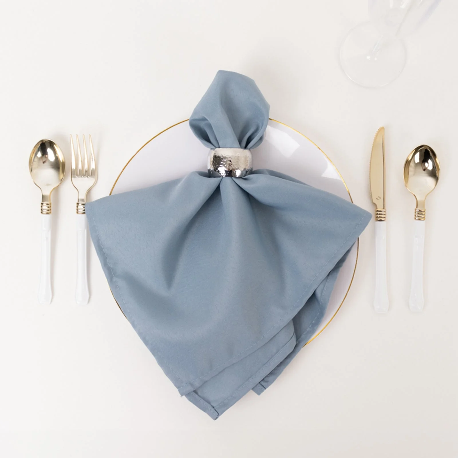 5 Pack Commercial Grade Polyester 20"x20" Napkins Dusty Blue - Wrinkle-Resistant & Durable Dinner Napkins - Image 3