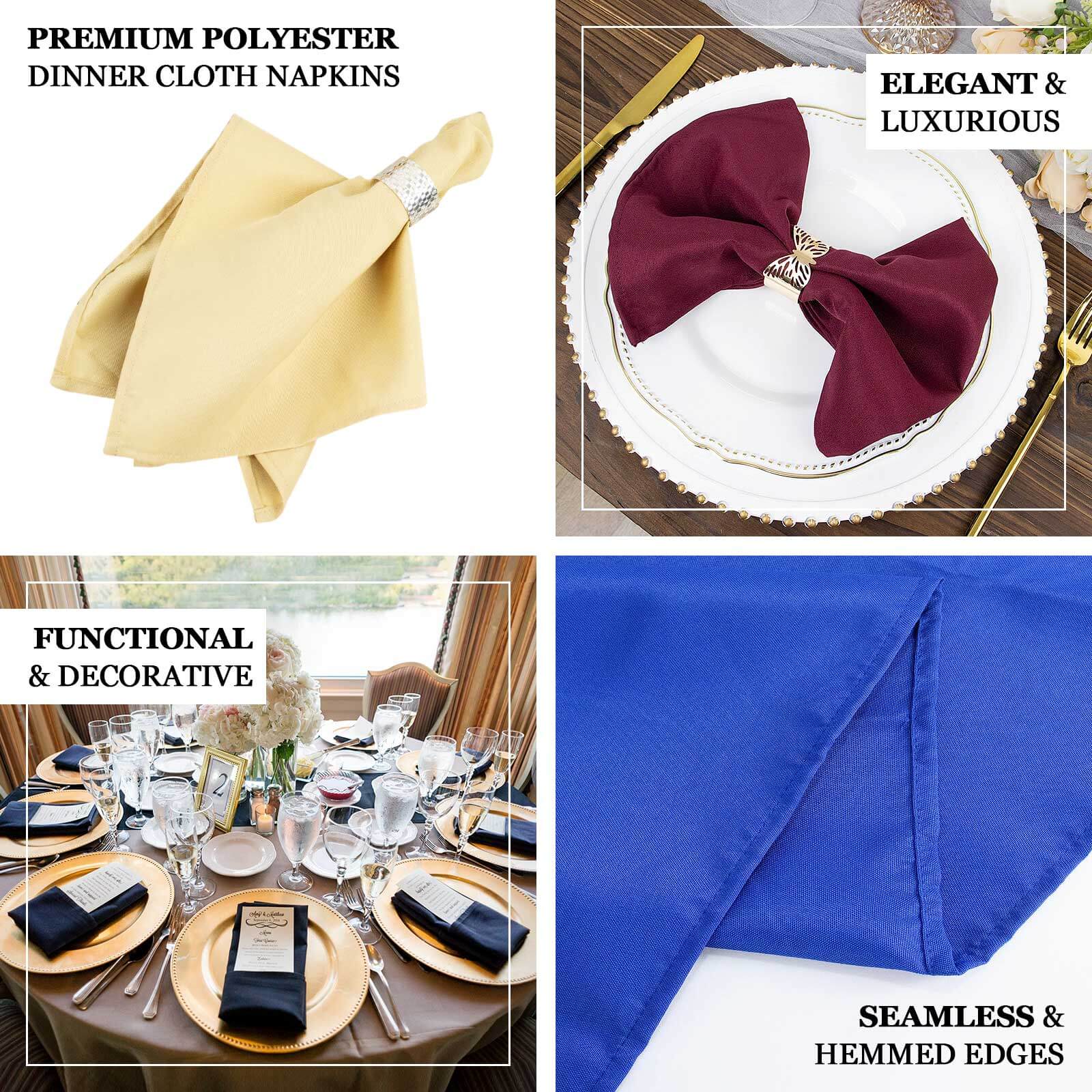 5 Pack Commercial Grade Polyester 20"x20" Napkins Dusty Blue - Wrinkle-Resistant & Durable Dinner Napkins - Image 4