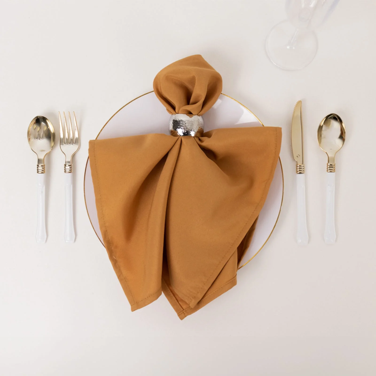 5 Pack Commercial Grade Polyester 20"x20" Napkins Gold - Wrinkle-Resistant & Durable Dinner Napkins for Any Occasion - Image 3