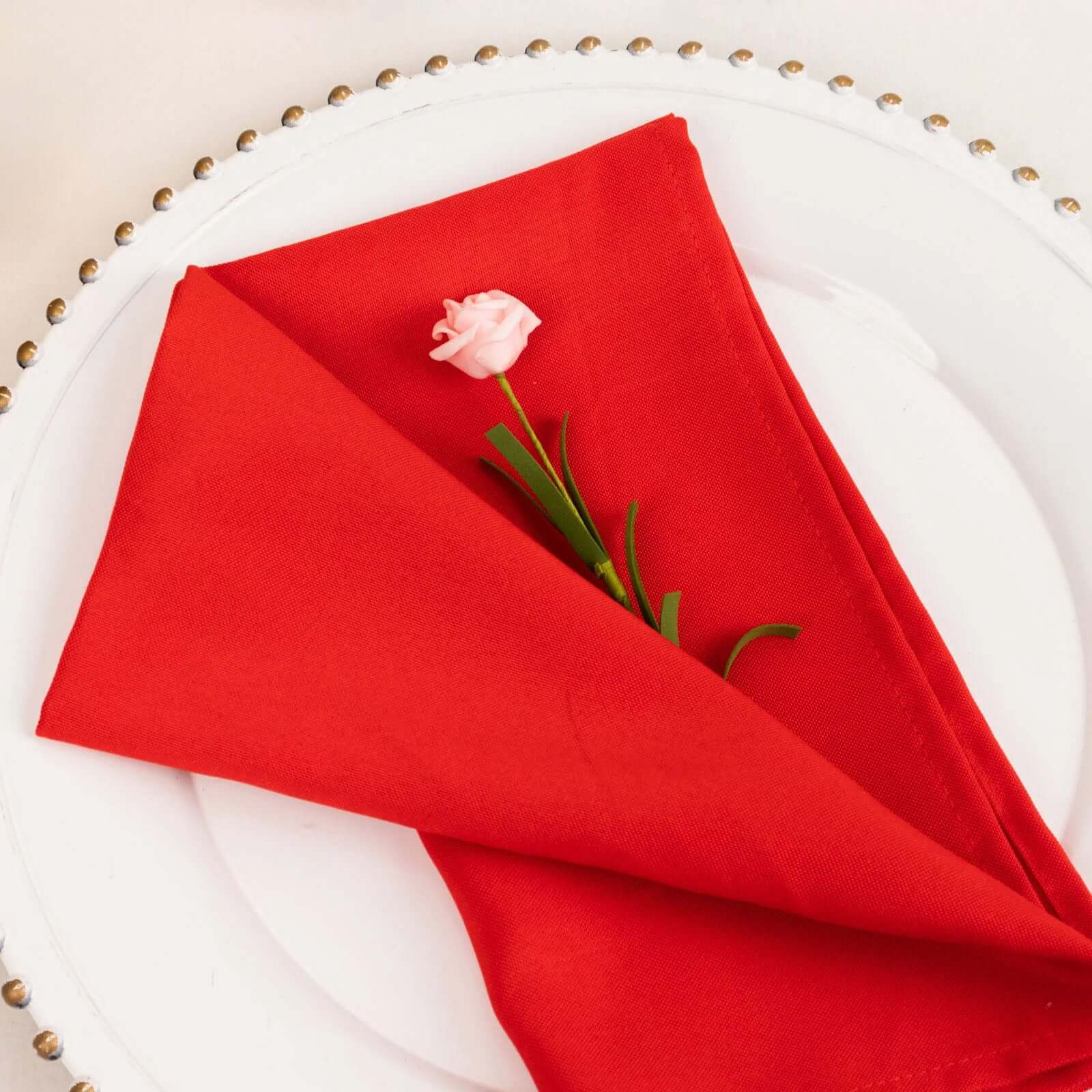 5 Pack Commercial Grade Polyester 20"x20" Napkins Red - Wrinkle-Resistant & Durable Dinner Napkins - Image 6