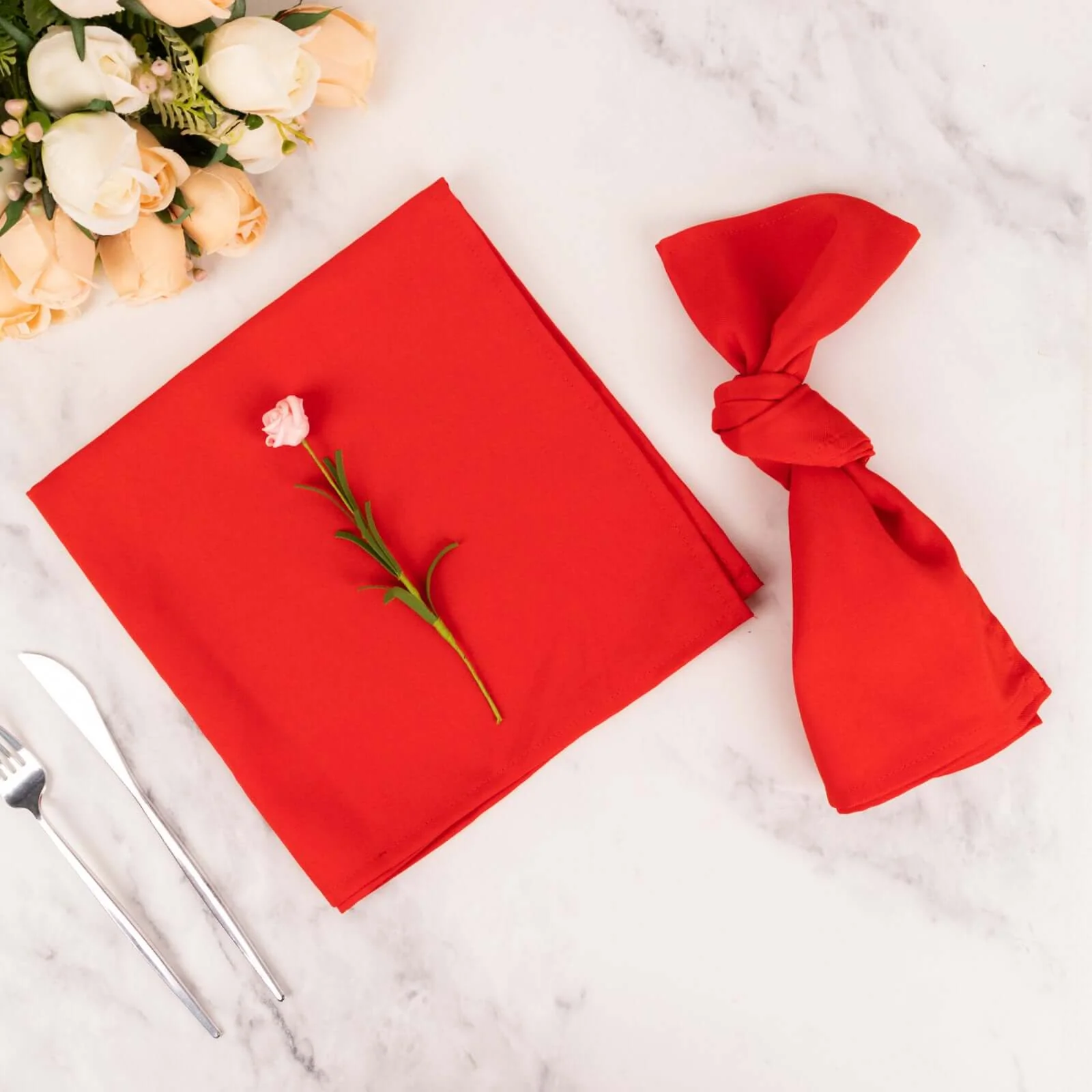 5 Pack Commercial Grade Polyester 20"x20" Napkins Red - Wrinkle-Resistant & Durable Dinner Napkins - Image 7