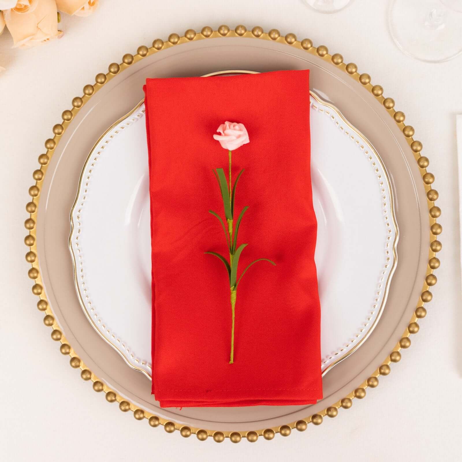 5 Pack Commercial Grade Polyester 20"x20" Napkins Red - Wrinkle-Resistant & Durable Dinner Napkins - Image 8