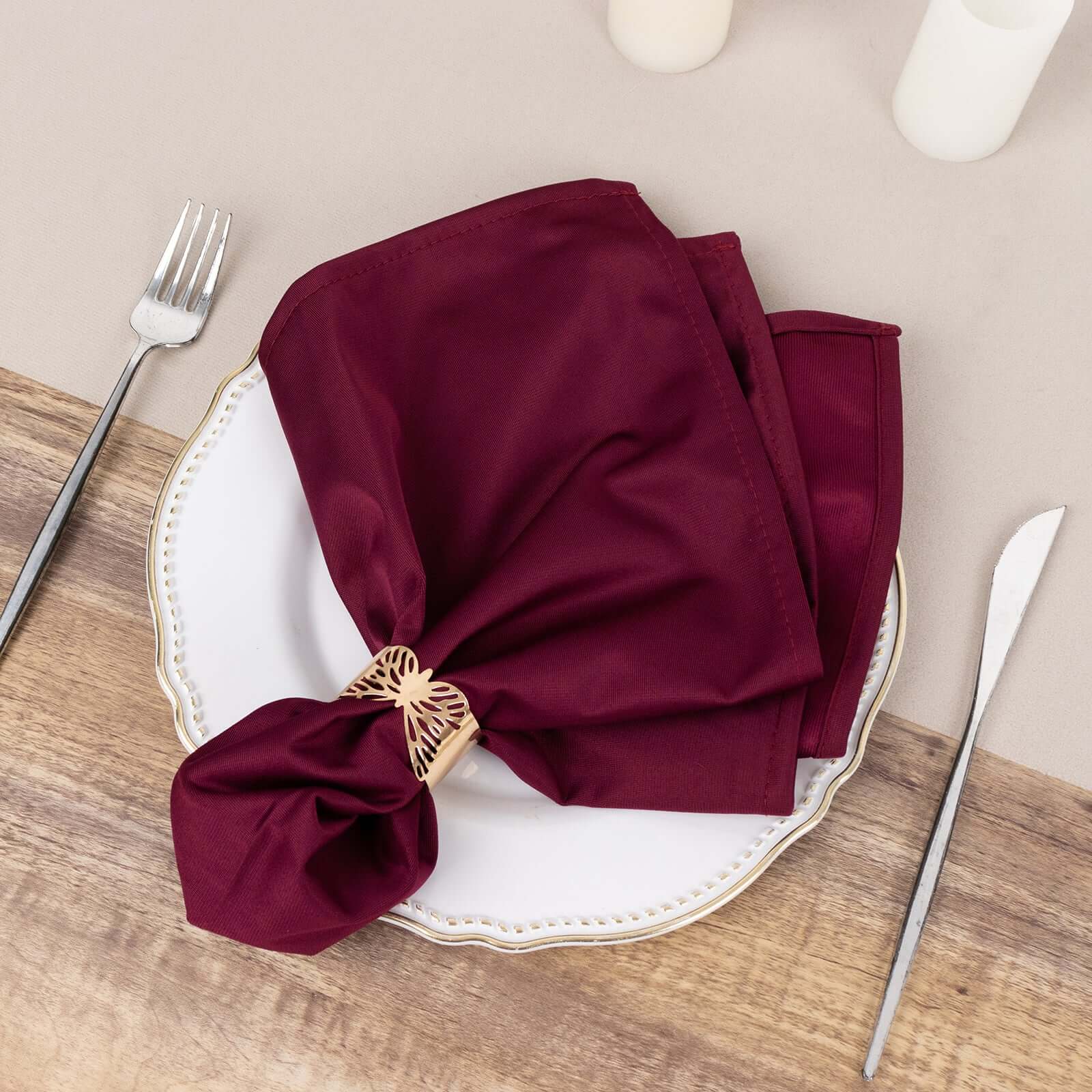 5 Pack Scuba 20"x20" Napkins Burgundy - Durable & Reusable Dinner Napkins - Image 3