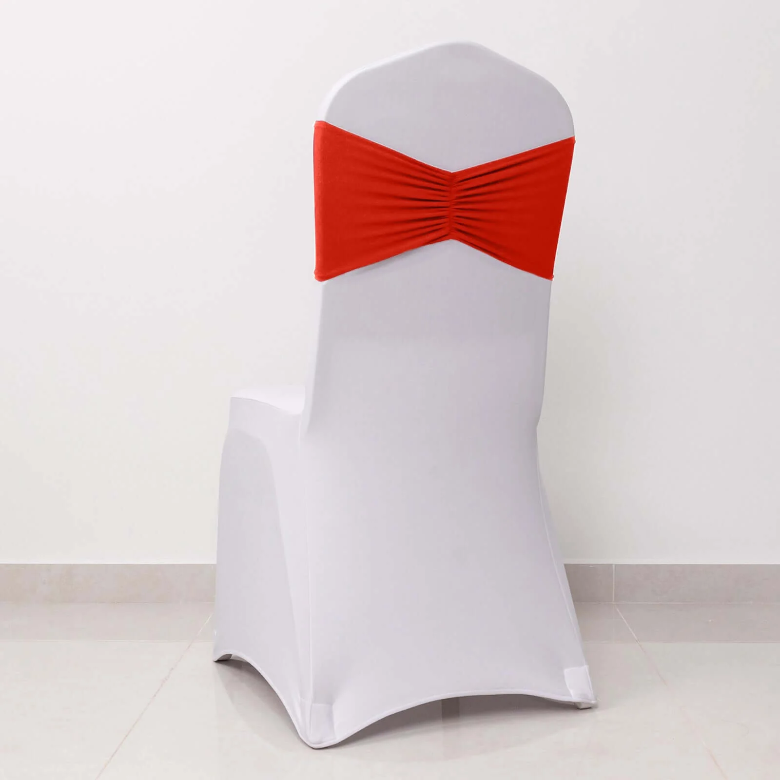 5 Pack Spandex Chair Sashes Red Ruffled Style - Wide Easy to Use Stretch Chair Bands 8"x13" - Image 6