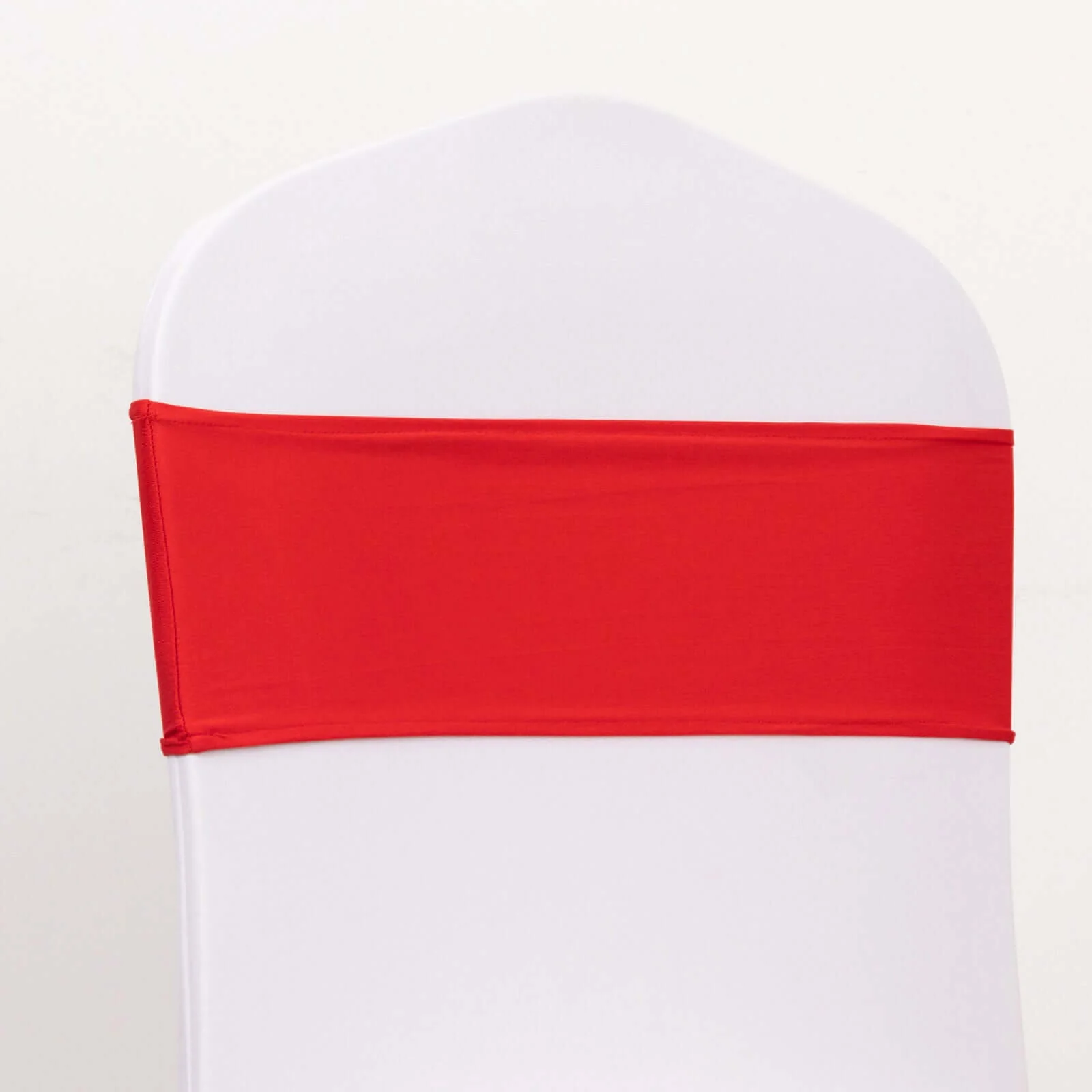 5 Pack Spandex Chair Sashes Red with Gold Rhinestone Buckles - Reusable Four-Way Stretch Sash Bands 5"x14" - Image 6