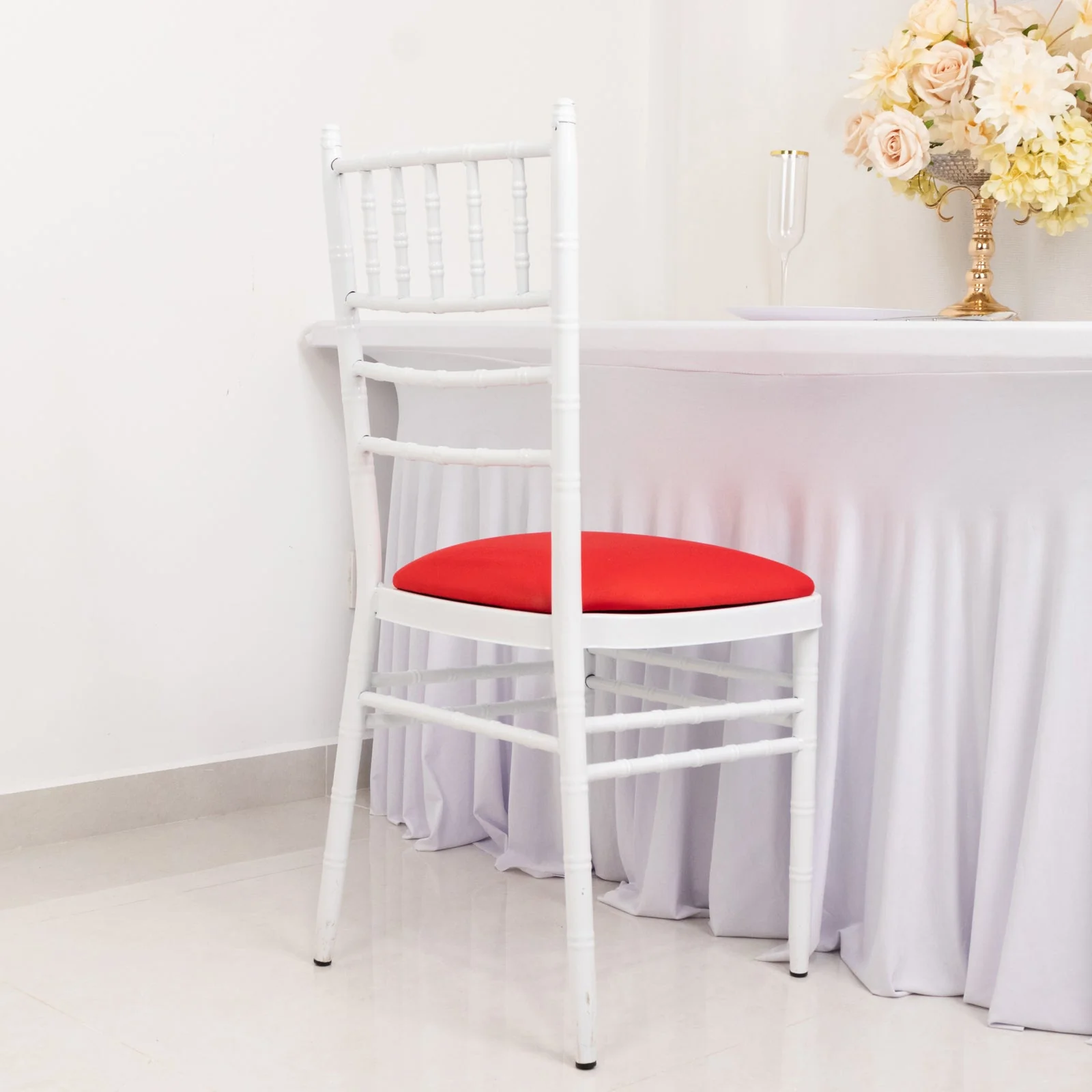 5 Pack Spandex Seat Pad Slipcovers for Chiavari Chairs Red - Washable Stretch Fitted Design for Dining Chairs - Image 8