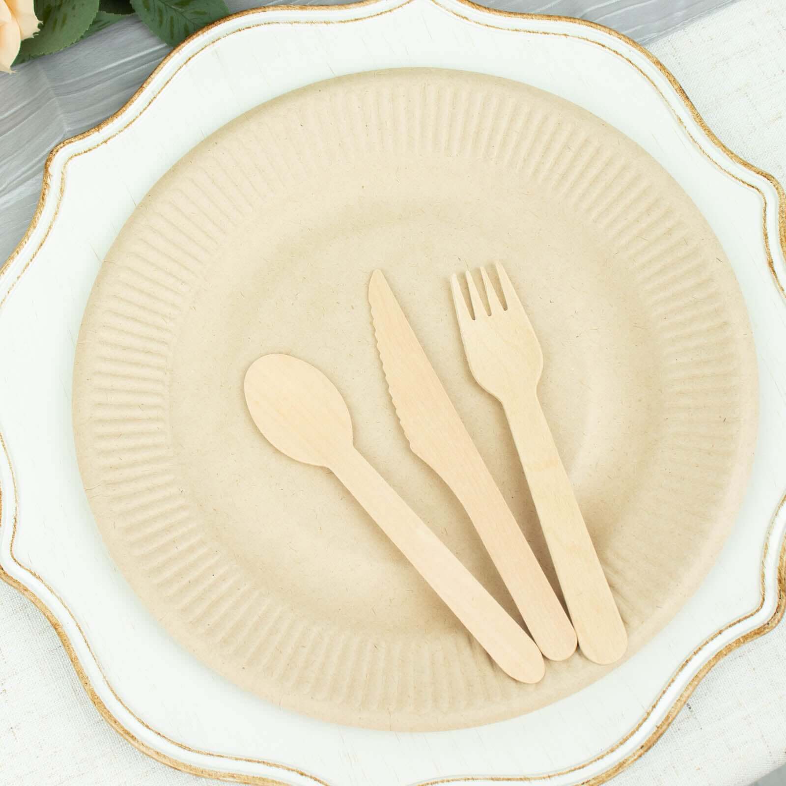 50-Pack Bagasse 10" Round Dinner Plates in Natural with Ribbed Rim - Eco Friendly Biodegradable Sugarcane Party Plates for Events - Image 8