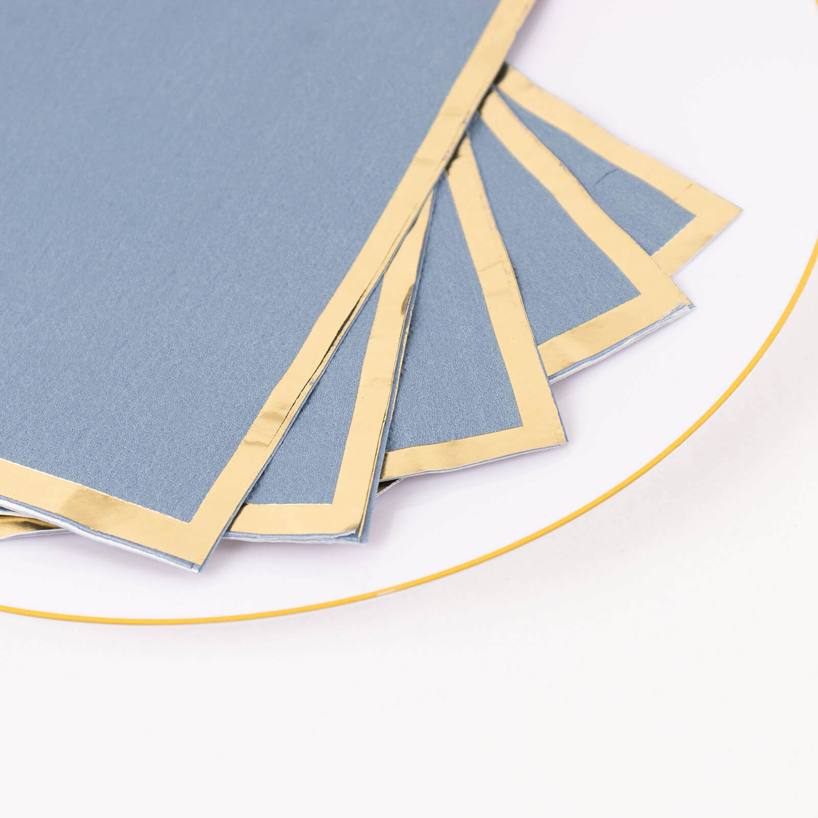 50-Pack Paper Dinner Napkins Dusty Blue with Gold Foil Edge 2 Ply - Stylish Disposable Napkins - Image 8