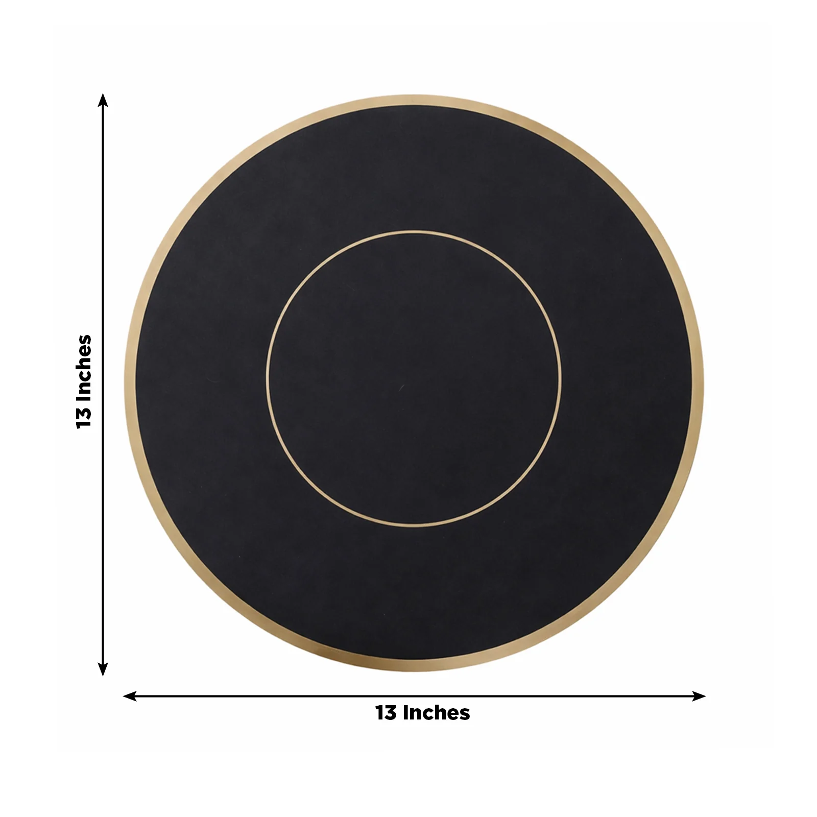 50 Pack Round Disposable Table Placemats 13" Black with Gold Rim – Cardboard Charger Plates for Catering & Special Events, 128 GSM - Image 3