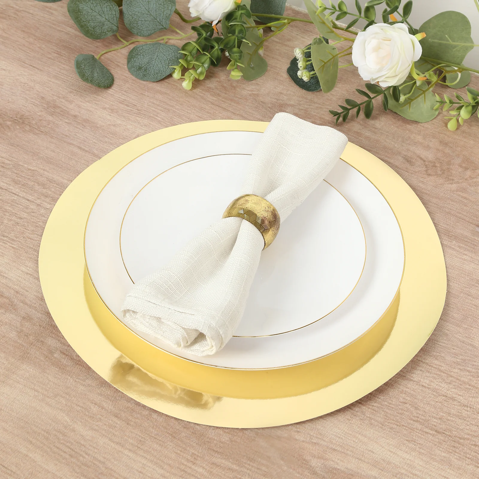 50 Pack Round Disposable Table Placemats 13" Gold – Cardboard Charger Plates for Catering & Special Events, 128 GSM - Image 9