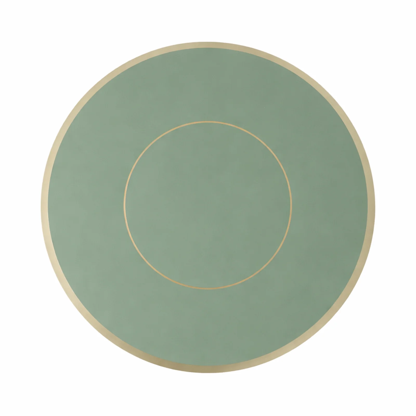 50 Pack Round Disposable Table Placemats 13" Sage Green with Gold Rim – Cardboard Charger Plates for Catering & Special Events, 128 GSM - Image 2