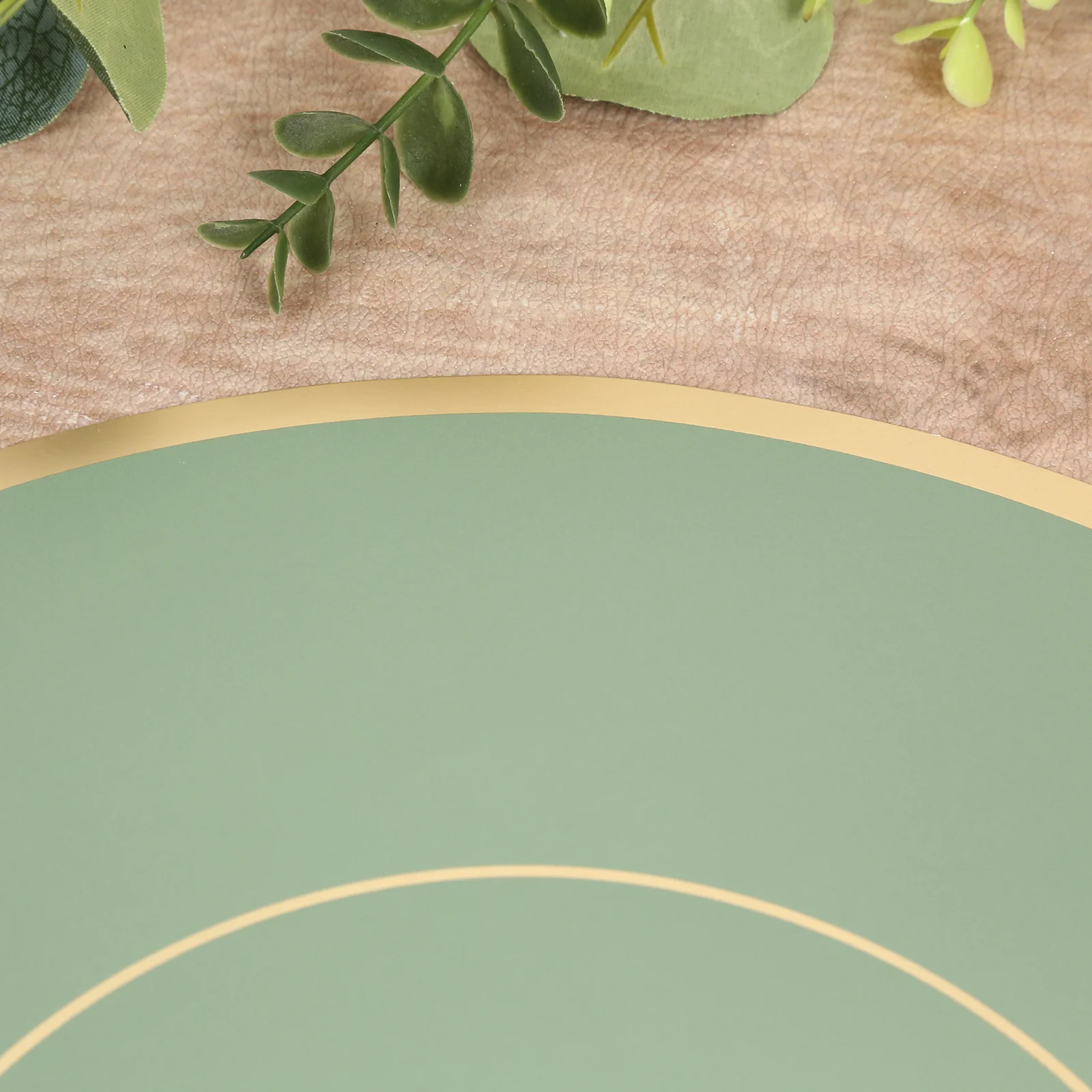 50 Pack Round Disposable Table Placemats 13" Sage Green with Gold Rim – Cardboard Charger Plates for Catering & Special Events, 128 GSM - Image 8