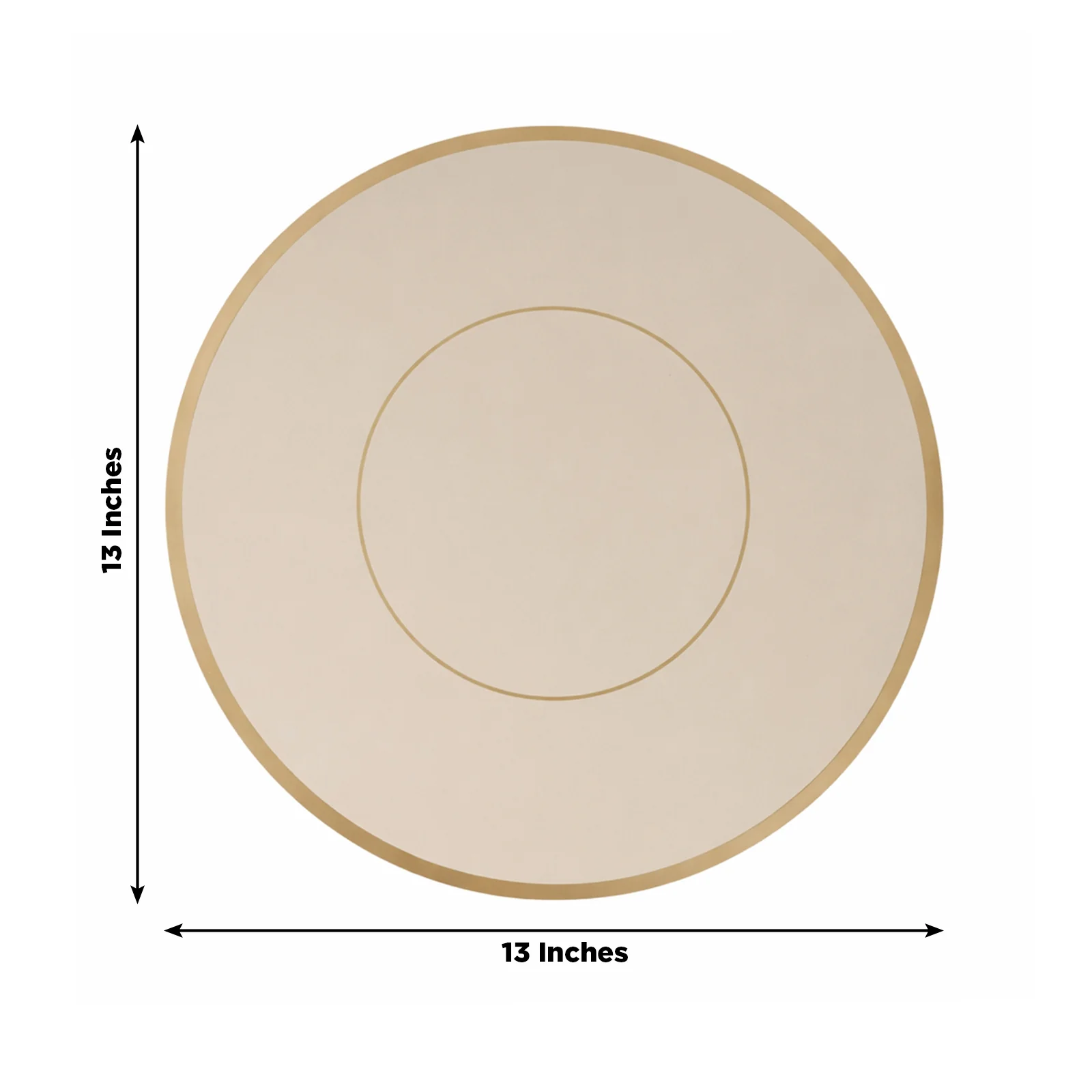 50 Pack Round Disposable Table Placemats 13" Taupe with Gold Rim – Cardboard Charger Plates for Catering & Special Events, 128 GSM - Image 3