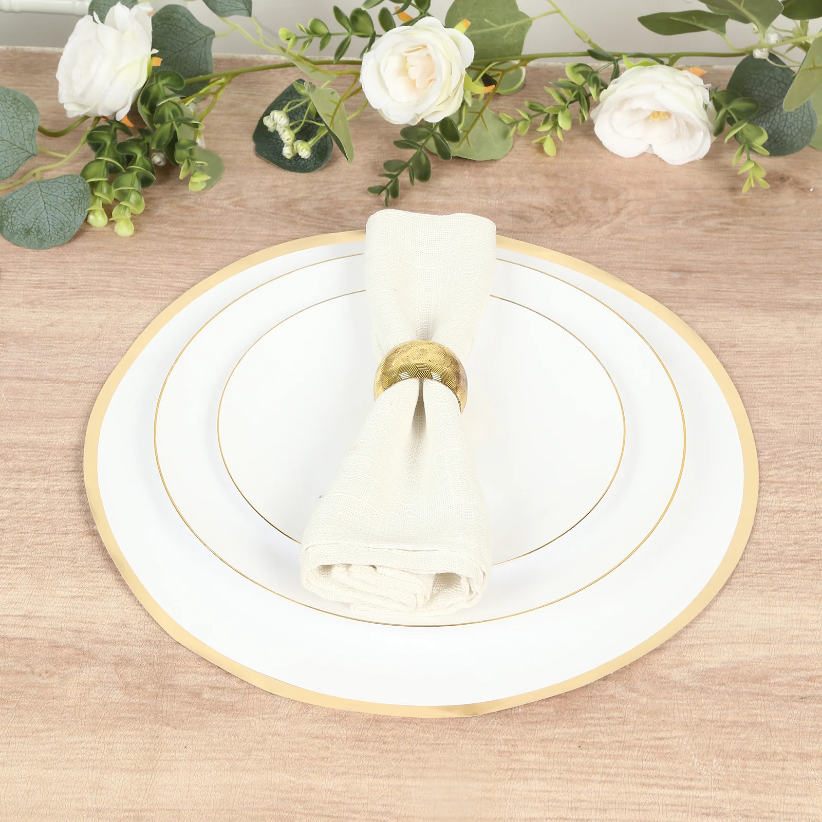 50 Pack Round Disposable Table Placemats 13" White with Gold Rim – Cardboard Charger Plates for Catering & Special Events, 128 GSM - Image 6