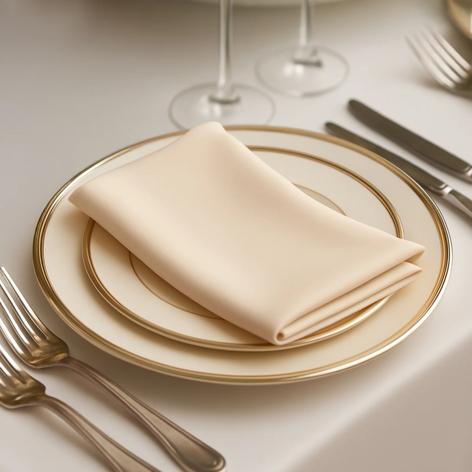5 Pack Beige Scuba Napkins – 17"x17", Wrinkle-Free & Stain Resistant Cloth Napkins - Image 3