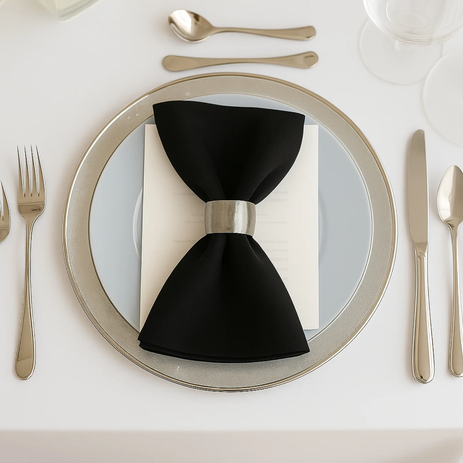 5 Pack Black Scuba Napkins – 17"x17", Wrinkle-Free & Stain Resistant Cloth Napkins