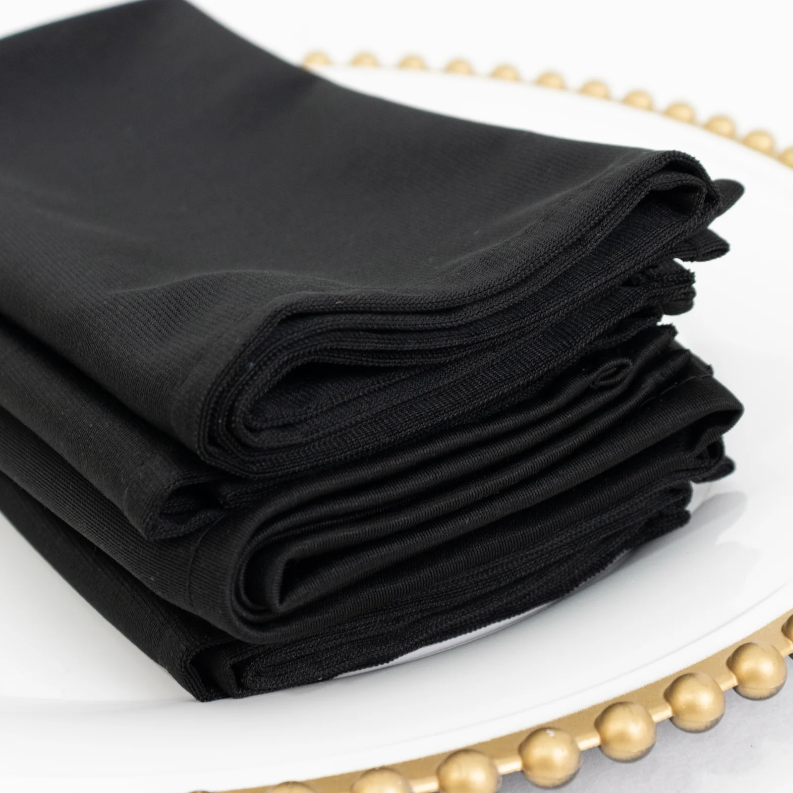 5 Pack Black Scuba Napkins – 17"x17", Wrinkle-Free & Stain Resistant Cloth Napkins - Image 2