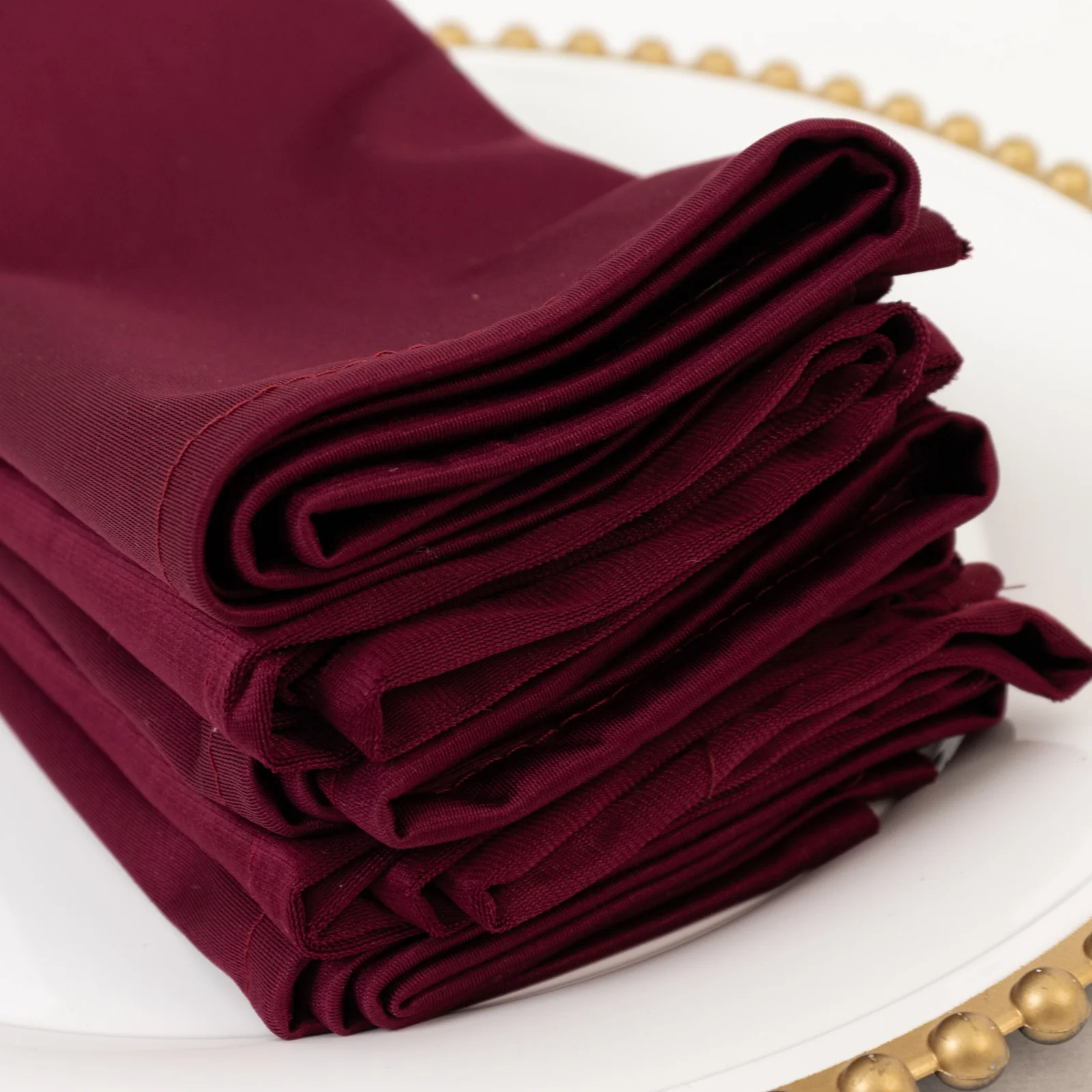 5 Pack Burgundy Scuba Napkins – 17"x17", Wrinkle-Free & Stain Resistant Cloth Napkins - Image 2