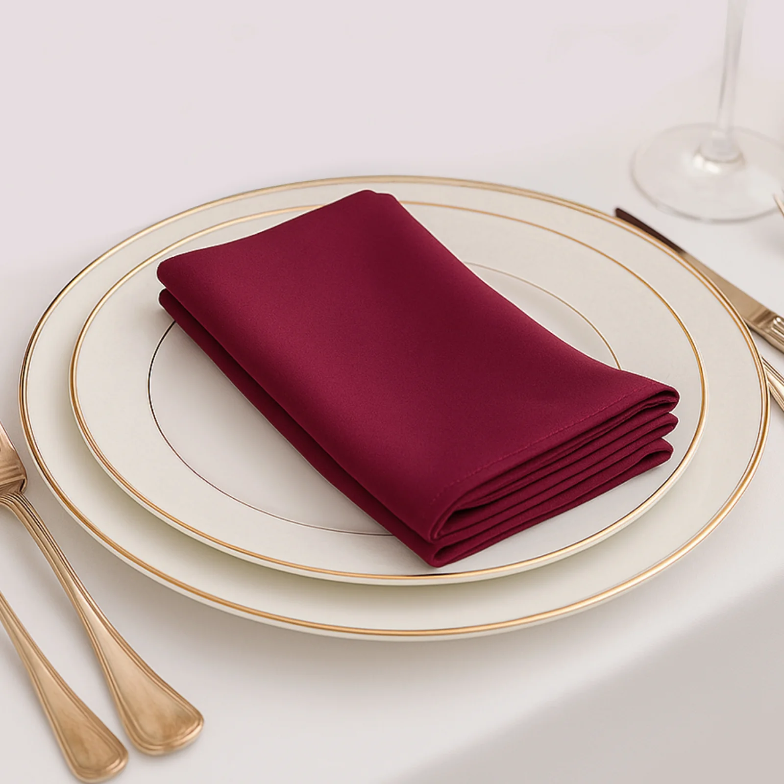 5 Pack Burgundy Scuba Napkins – 17"x17", Wrinkle-Free & Stain Resistant Cloth Napkins - Image 3