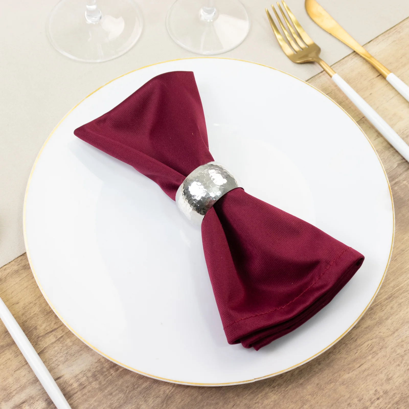 5 Pack Burgundy Scuba Napkins – 17"x17", Wrinkle-Free & Stain Resistant Cloth Napkins - Image 9