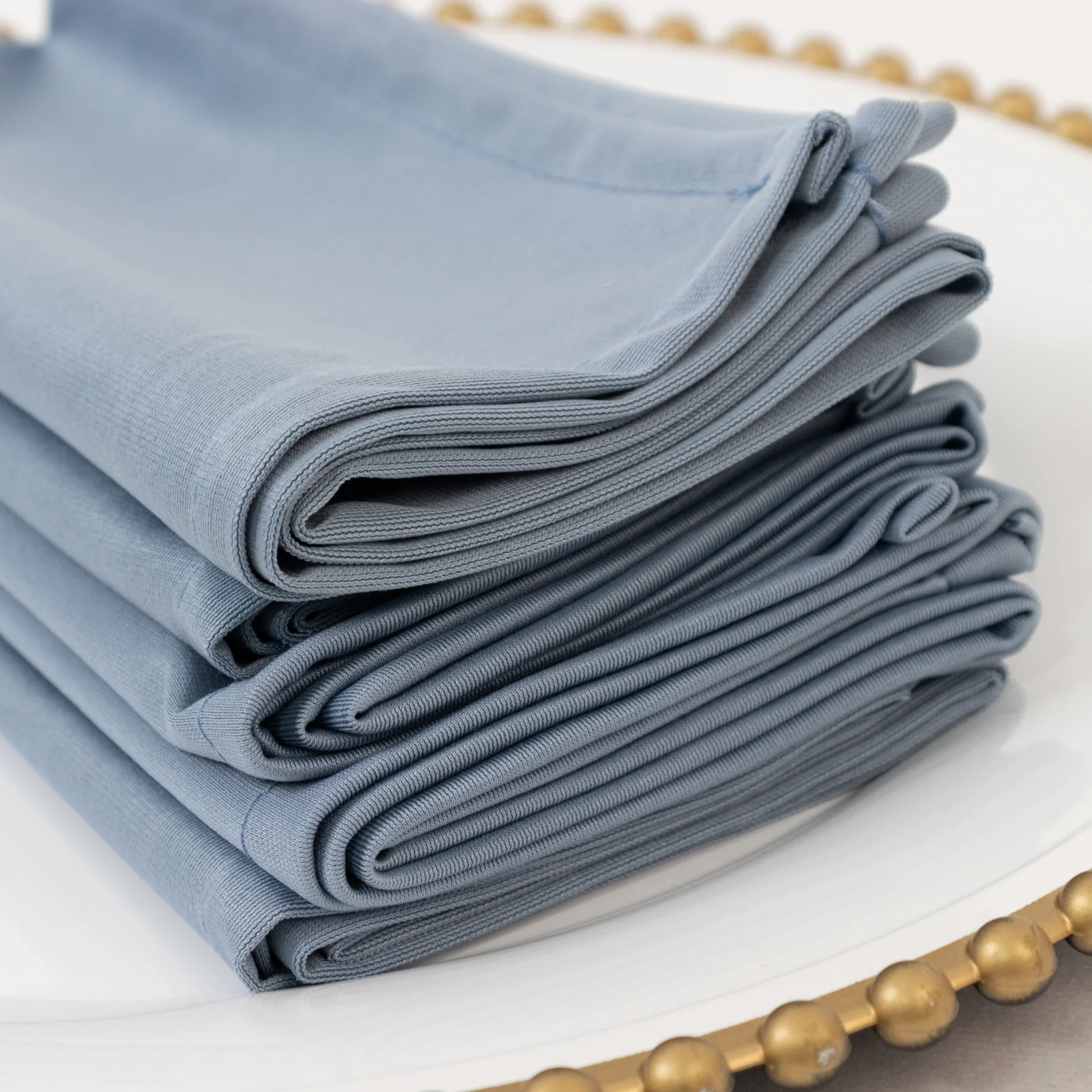 5 Pack Dusty Blue Scuba Napkins – 17"x17", Wrinkle-Free & Stain Resistant Cloth Napkins - Image 2