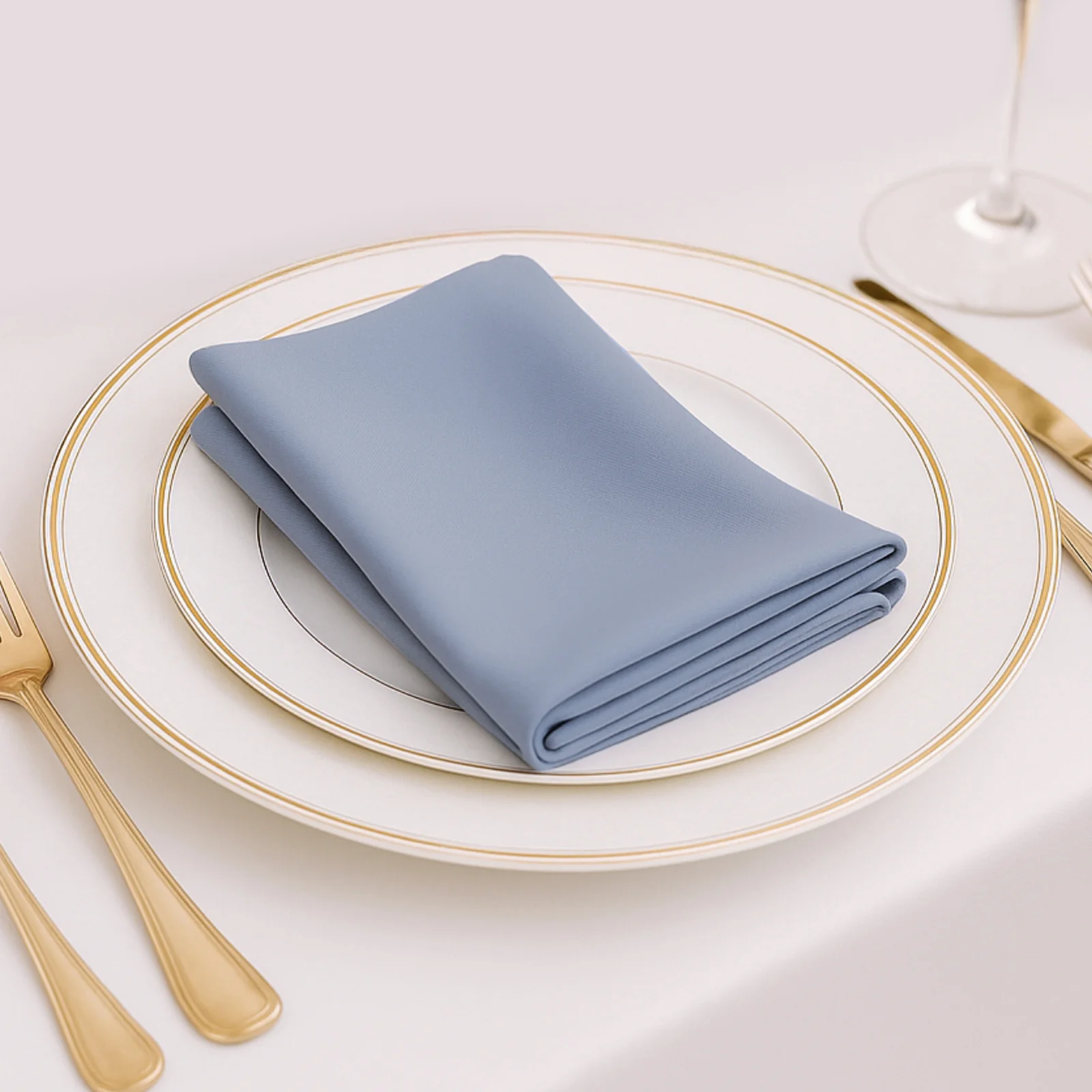 5 Pack Dusty Blue Scuba Napkins – 17"x17", Wrinkle-Free & Stain Resistant Cloth Napkins - Image 3