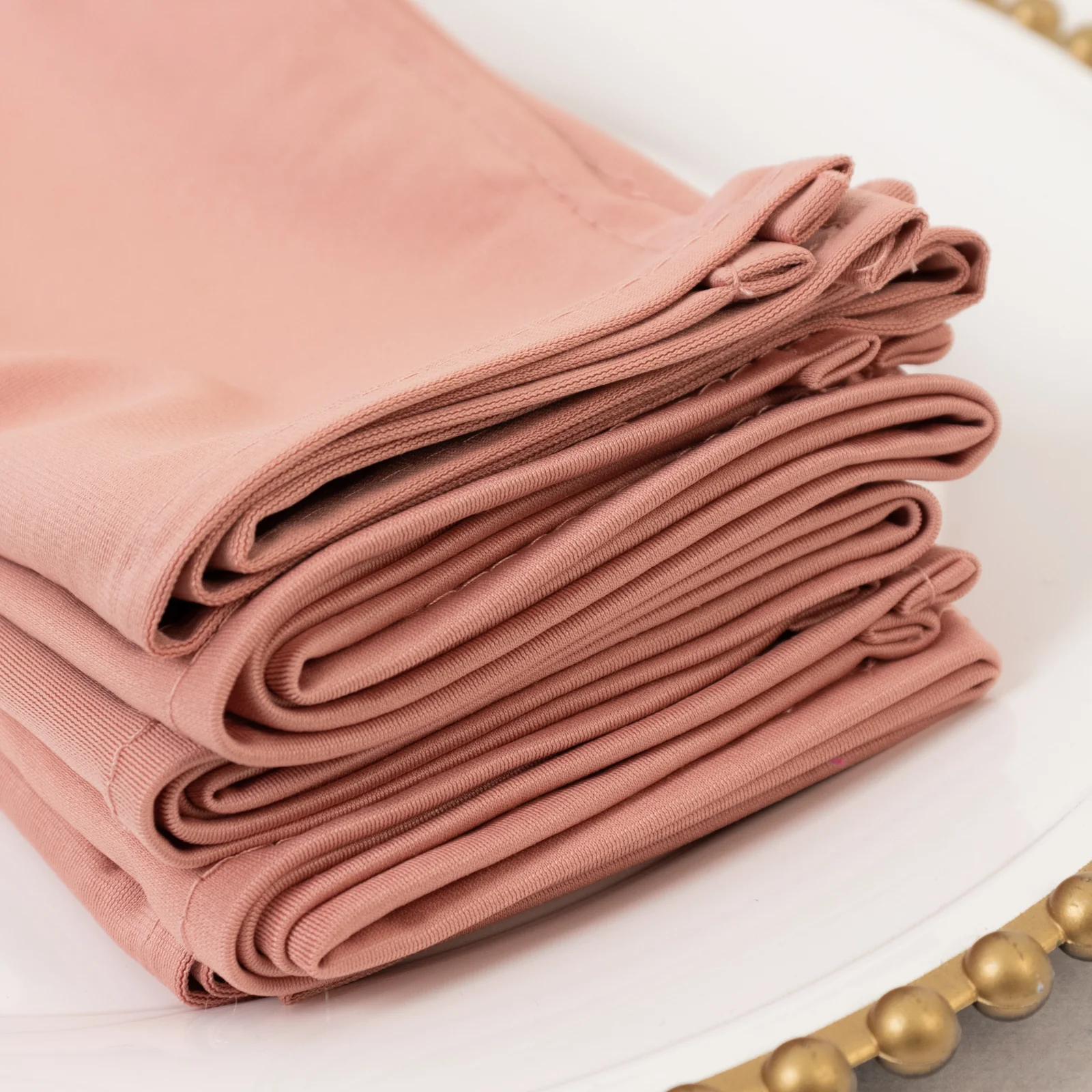 5 Pack Dusty Rose Scuba Napkins – 17"x17", Wrinkle-Free & Stain Resistant Cloth Napkins - Image 2