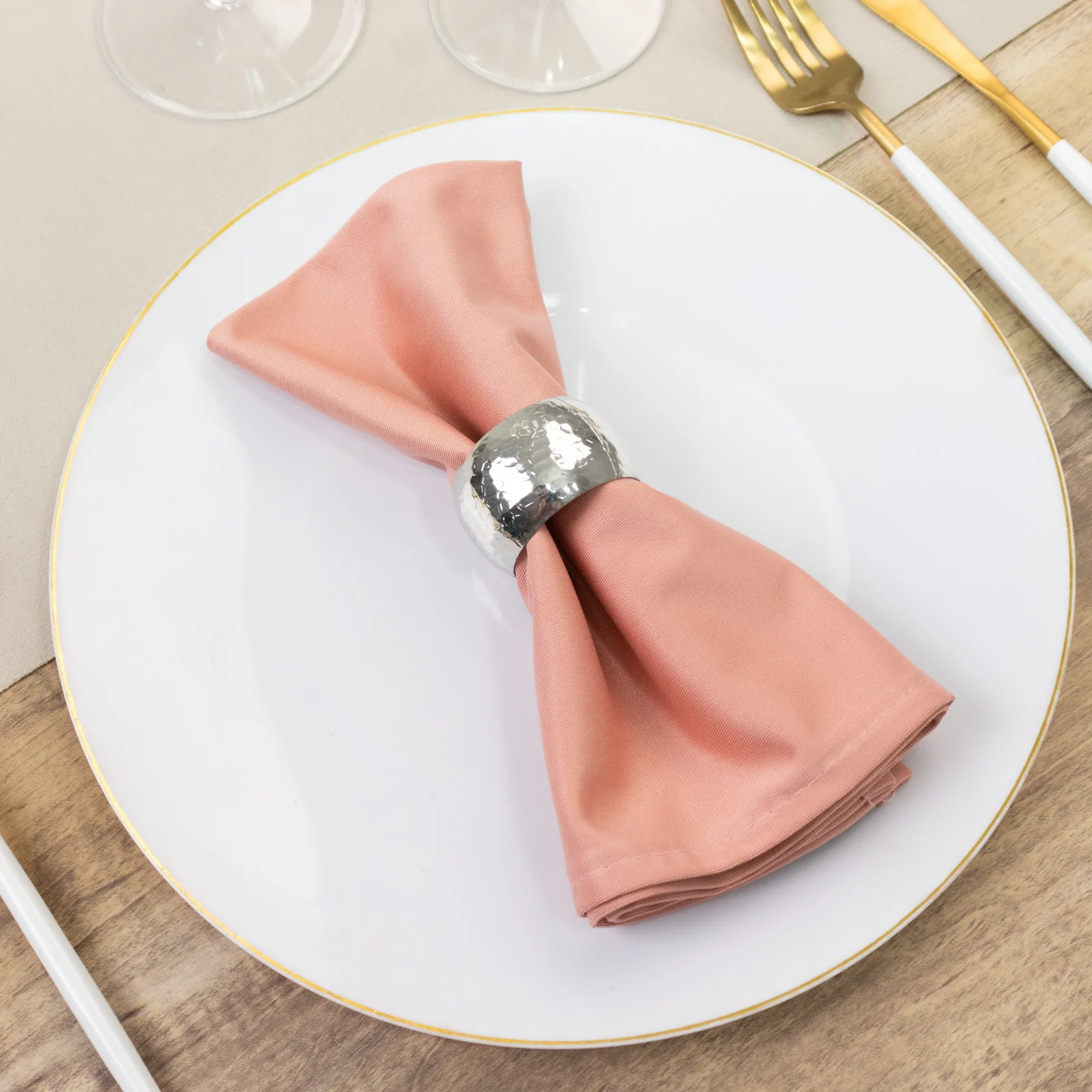 5 Pack Dusty Rose Scuba Napkins – 17"x17", Wrinkle-Free & Stain Resistant Cloth Napkins - Image 9