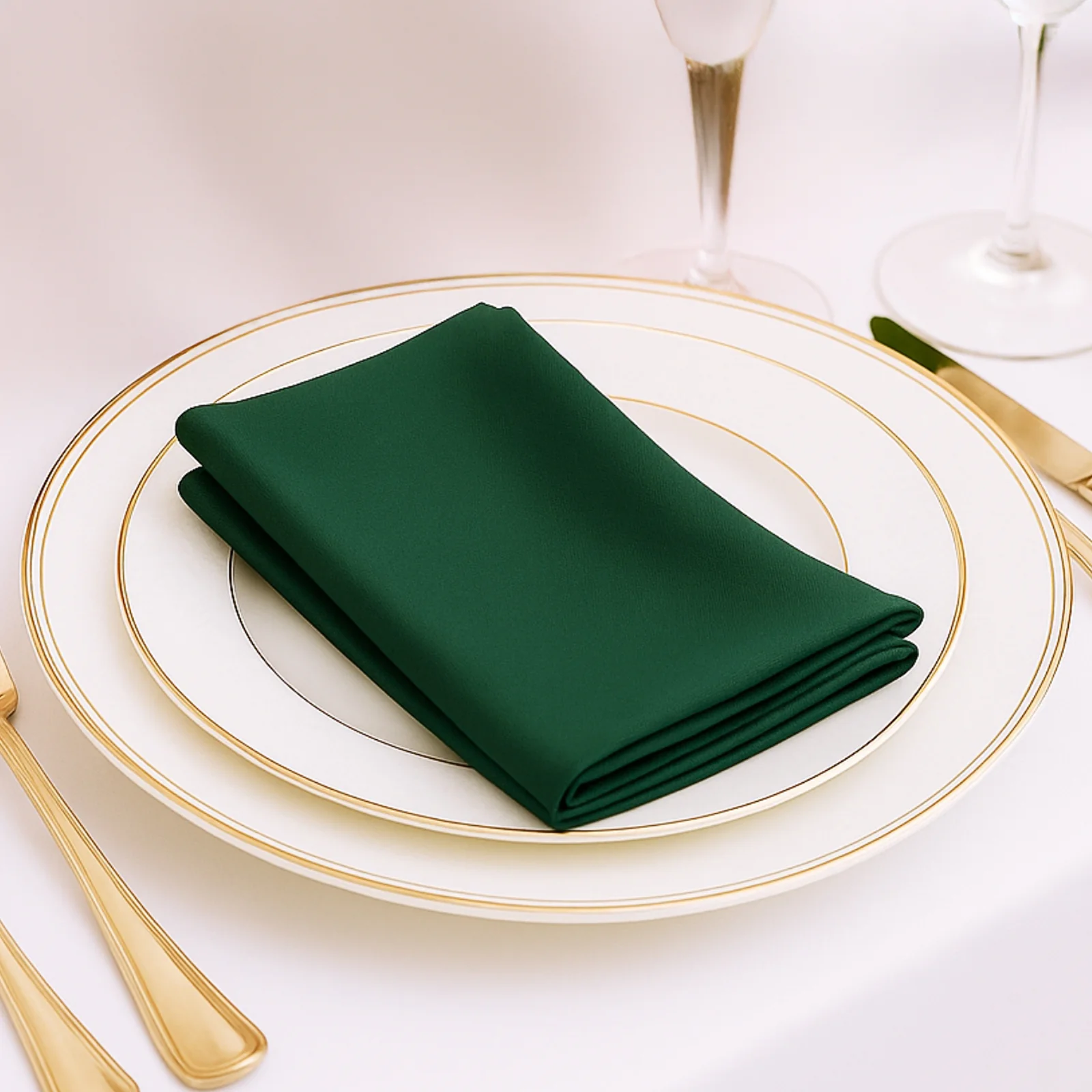5 Pack Hunter Emerald Green Scuba Napkins – 17"x17", Wrinkle-Free & Stain Resistant Cloth Napkins - Image 3